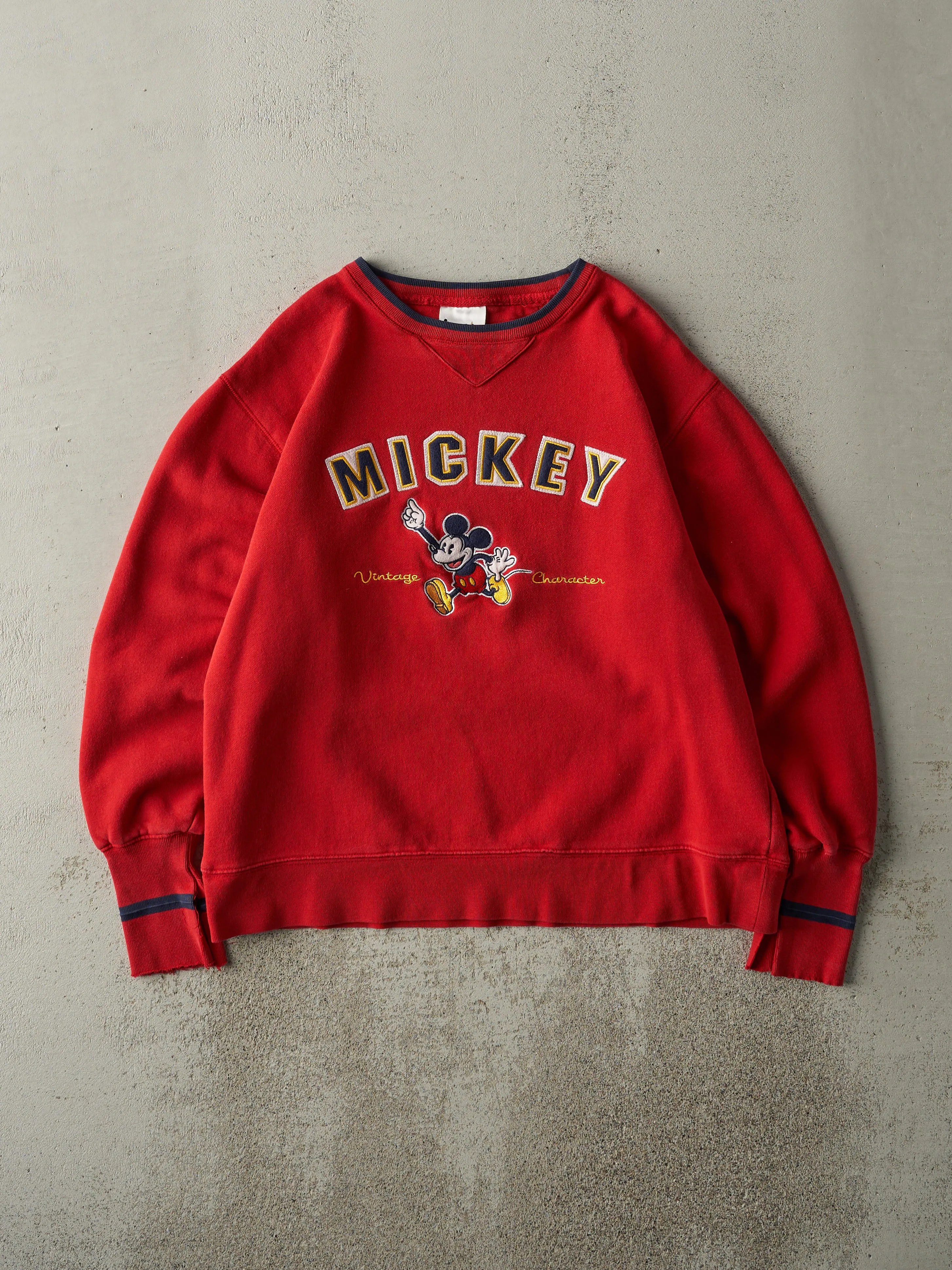 Vintage Y2K Red Embroidered Mickey Mouse Crewneck (M) sold by Rebalance Vintage