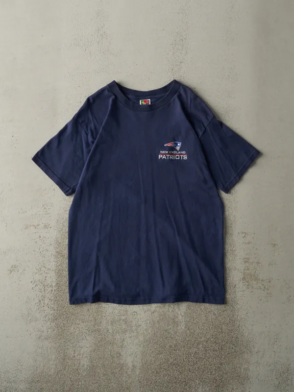 Vintage 90s Navy Blue Embroidered New England Patriots Tee (M) sold by Rebalance Vintage