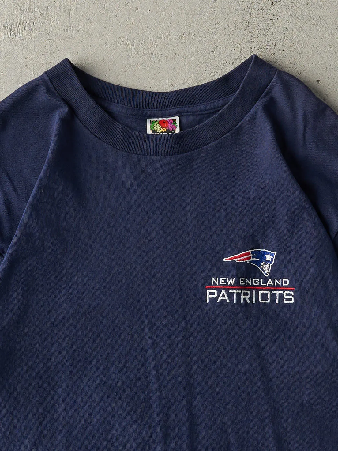 Vintage 90s Navy Blue Embroidered New England Patriots Tee (M) sold by Rebalance Vintage product image thumbnail 2