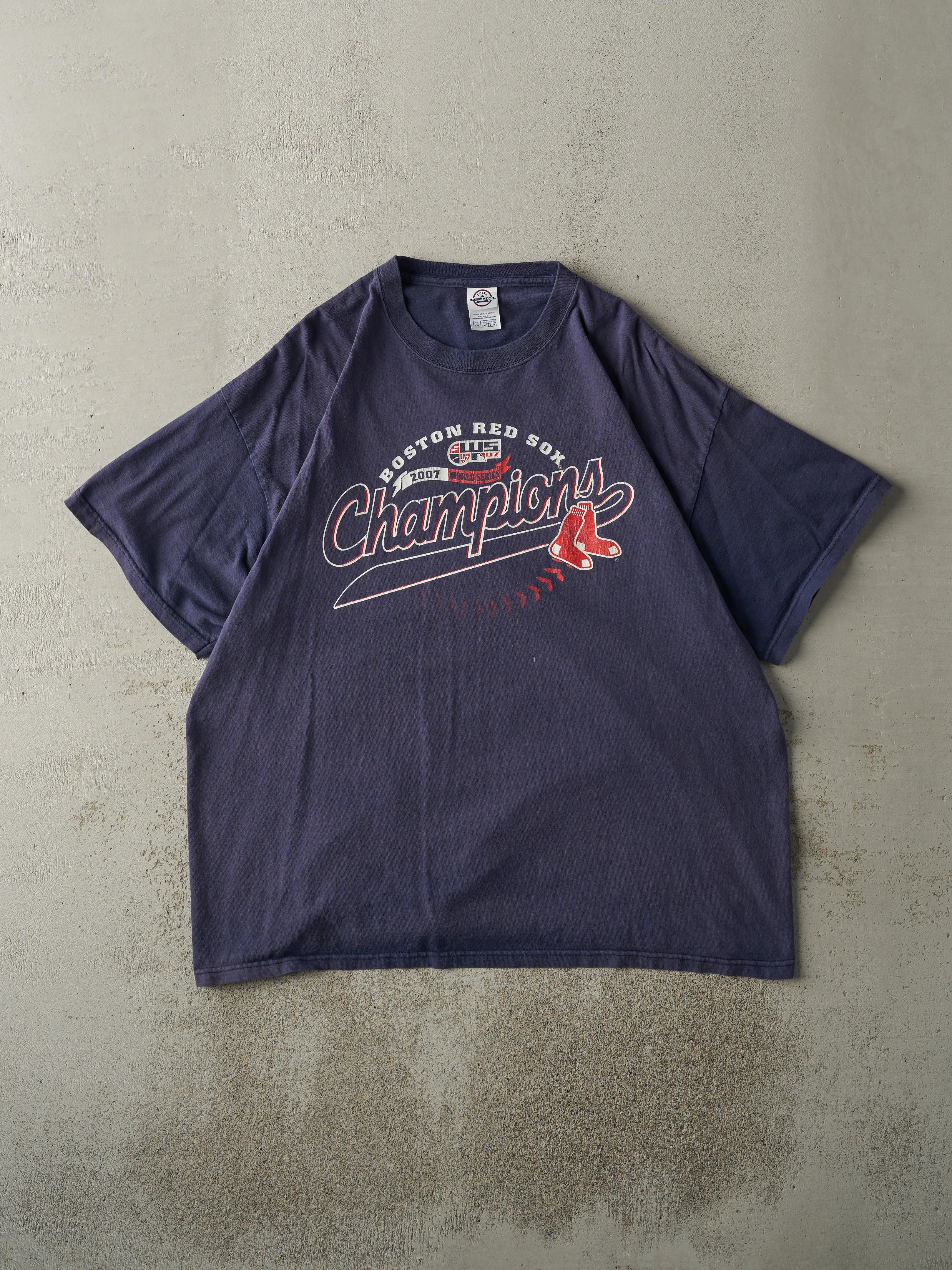 Vintage 07' Navy Blue Boston Red Sox World Series Champions Tee (XL) sold by Rebalance Vintage