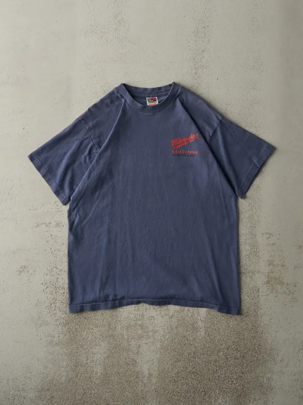 Vintage 90s Navy Blue Milwaukee Single Stitch Tee (M) sold by Rebalance Vintage