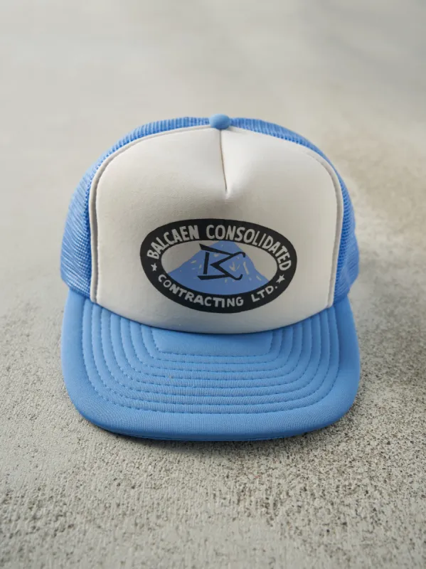 Vintage 80s Blue & White Balcaen Consolidated Foam Trucker Hat sold by Rebalance Vintage