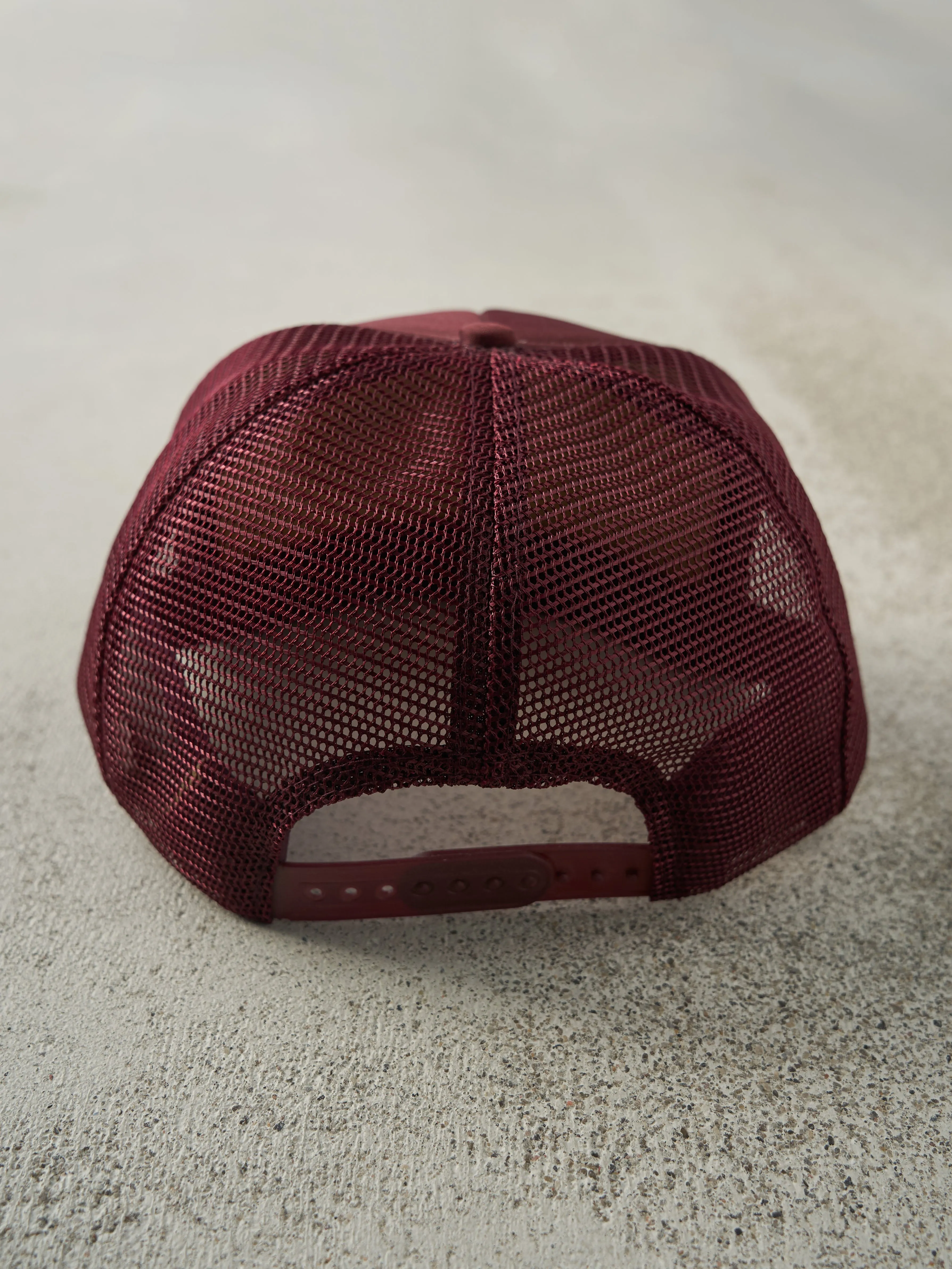 Vintage 80s Burgundy Rocky Mountain Rock Bit Foam Trucker Hat sold by Rebalance Vintage product image thumbnail 3