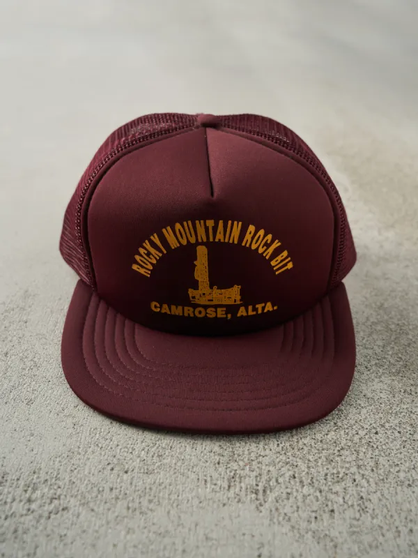 Vintage 80s Burgundy Rocky Mountain Rock Bit Foam Trucker Hat sold by Rebalance Vintage