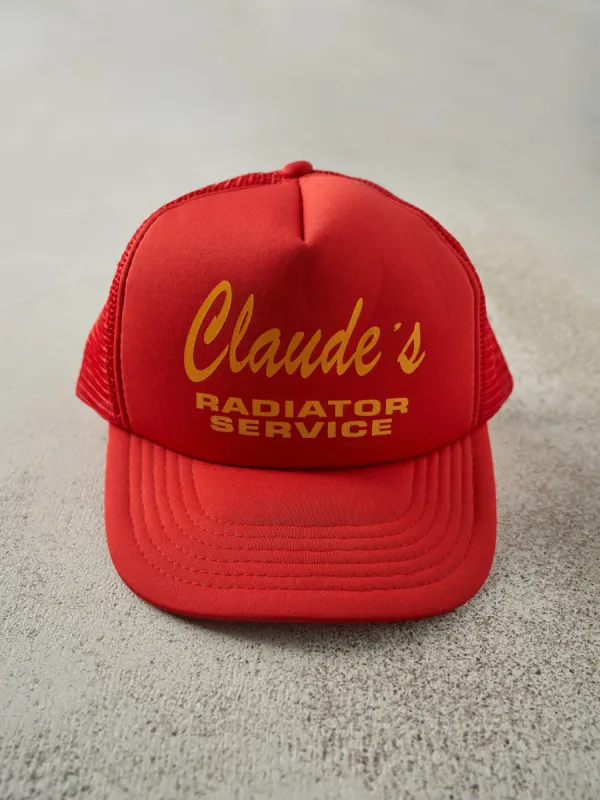 Vintage 80s Red Claude's Radiator Service Foam Trucker Hat sold by Rebalance Vintage