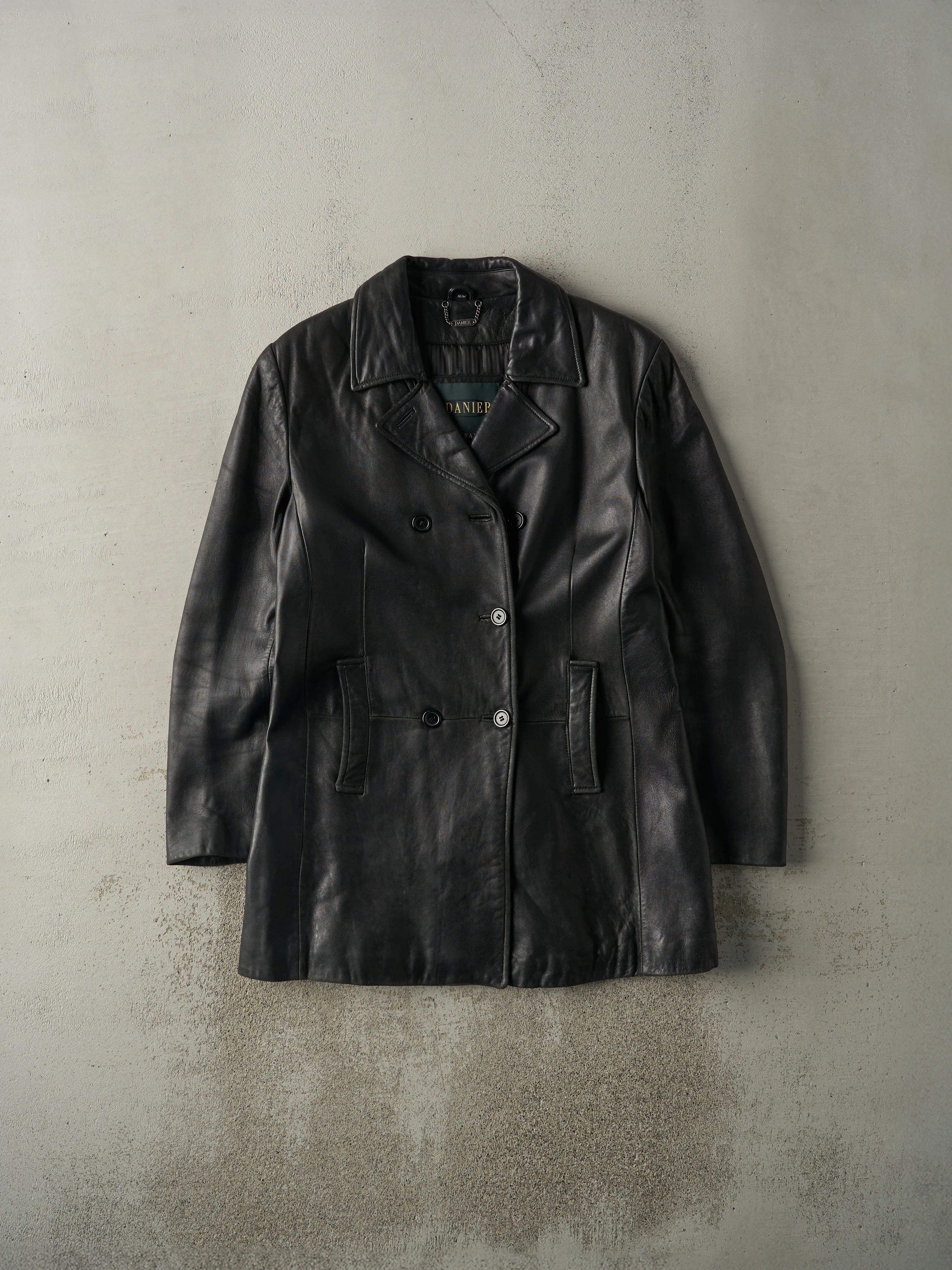 Vintage 90s Black Danier Leather Trench Coat (M) sold by Rebalance Vintage