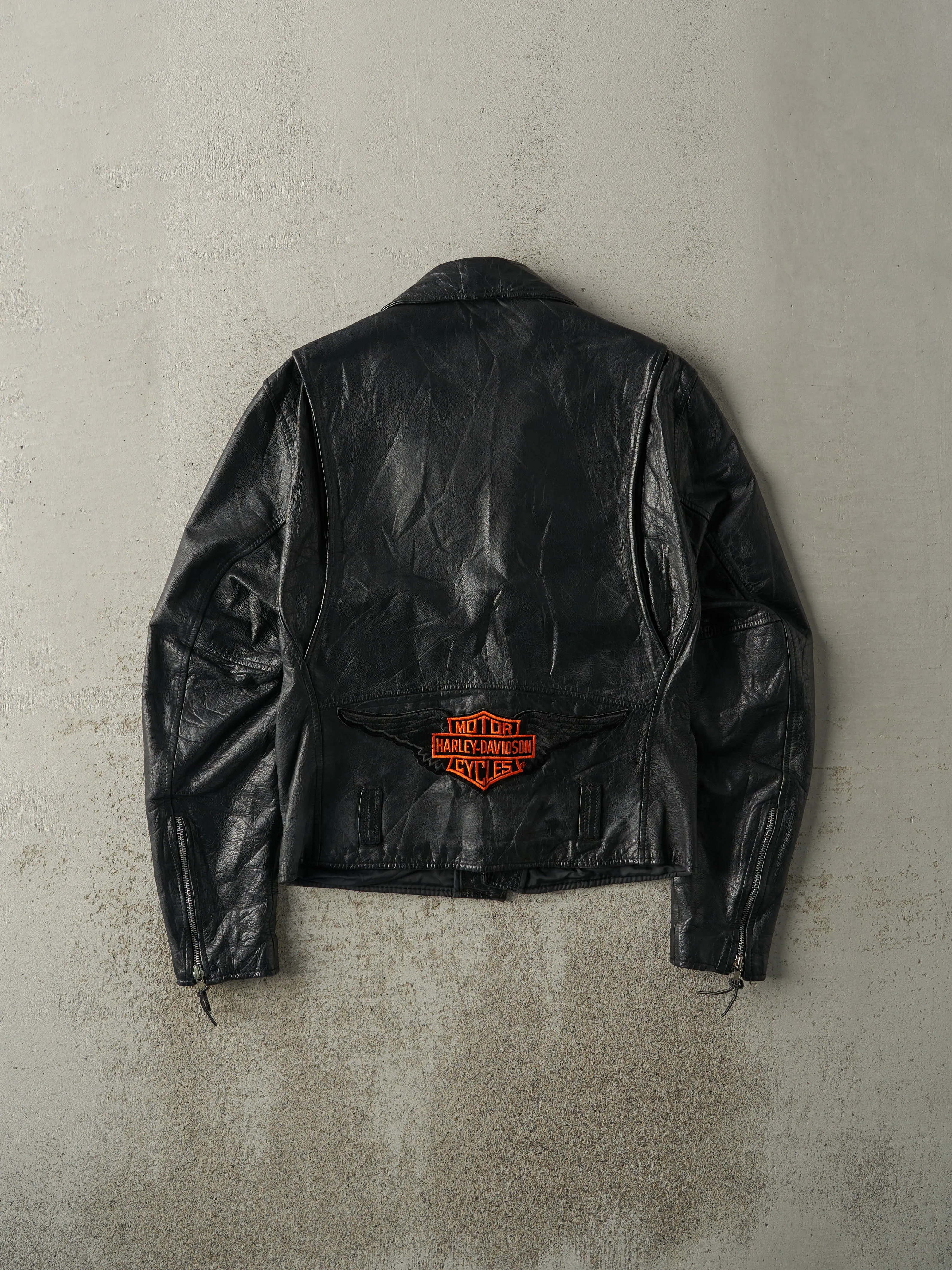 Vintage 80s Black Wilson's Leather Harley Davidson Biker Jacket (S) sold by Rebalance Vintage product image thumbnail 3