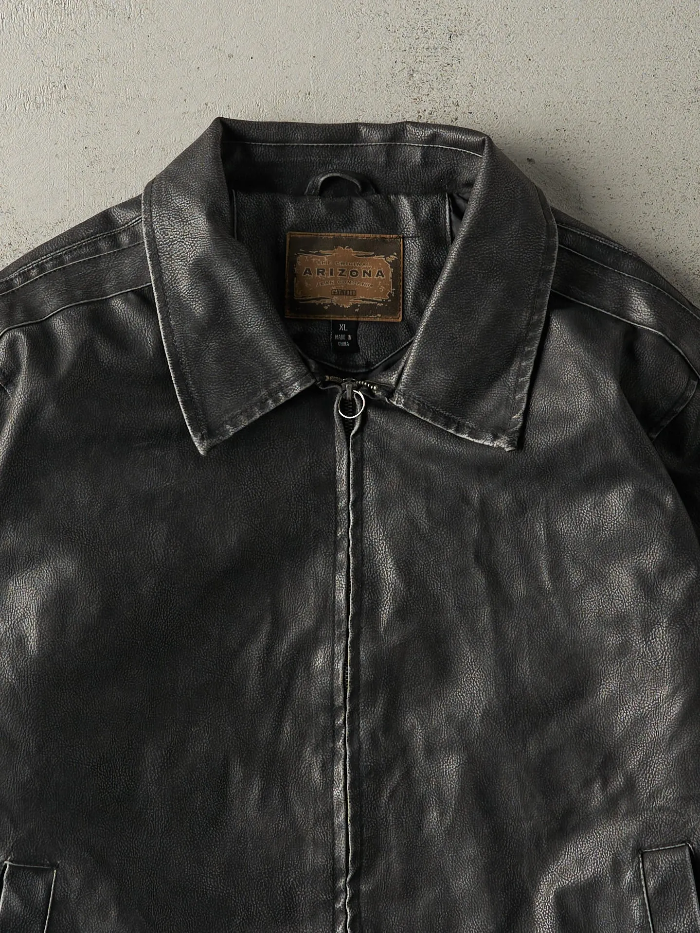 Vintage 90s Washed Black Arizona Jeans Co Leather Jacket (L) sold by Rebalance Vintage product image thumbnail 4