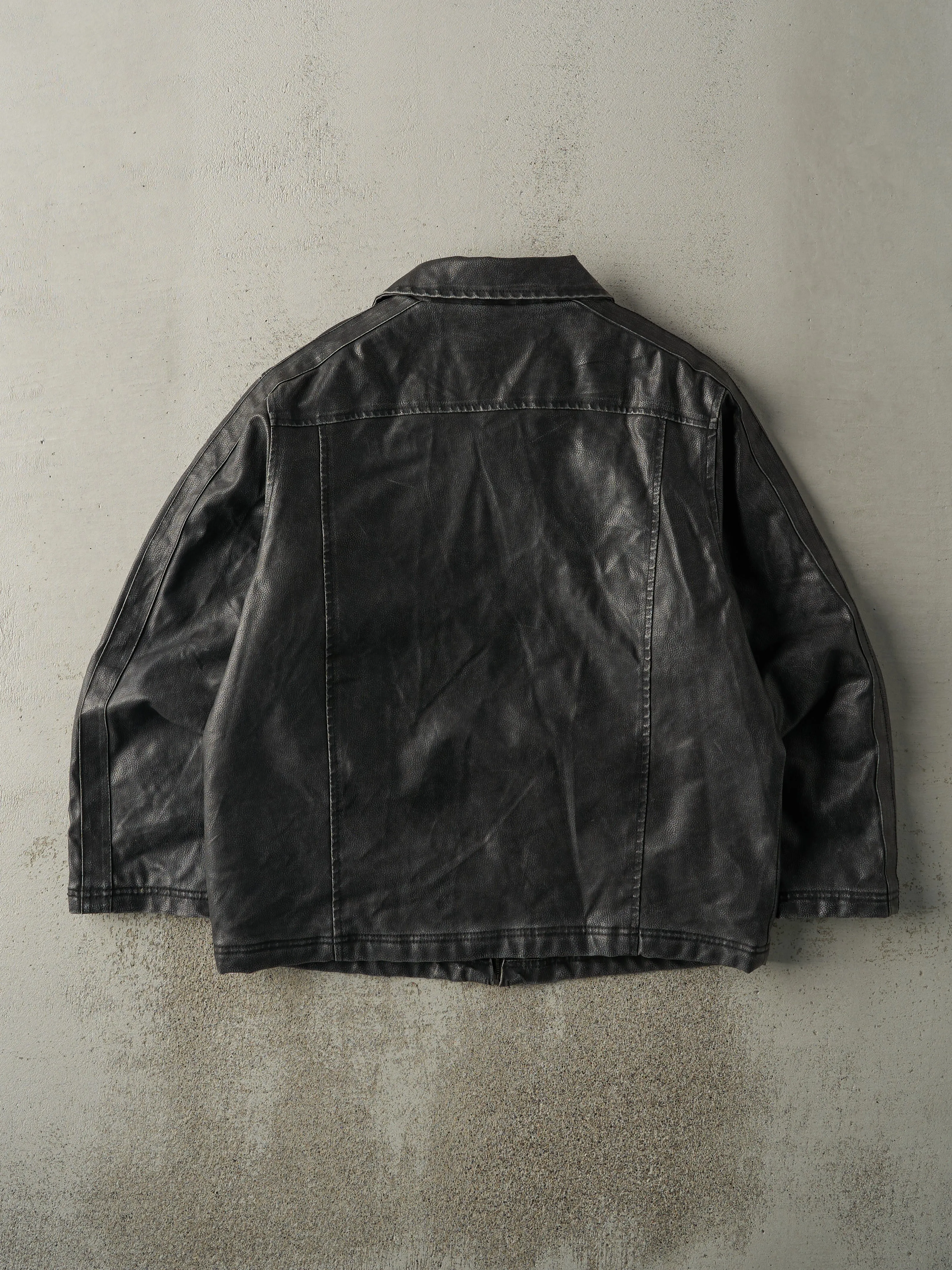 Vintage 90s Washed Black Arizona Jeans Co Leather Jacket (L) sold by Rebalance Vintage product image thumbnail 3