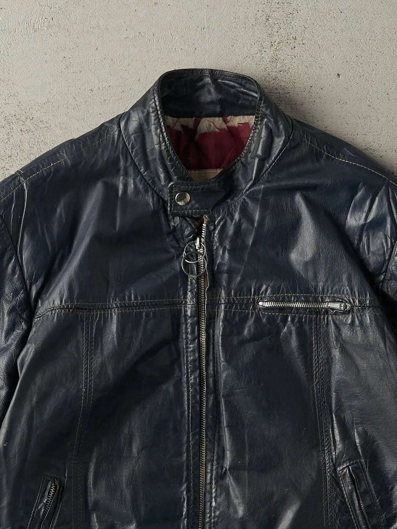 Vintage 80s Navy Blue Sears Leather Jacket (M) sold by Rebalance Vintage product image thumbnail 3