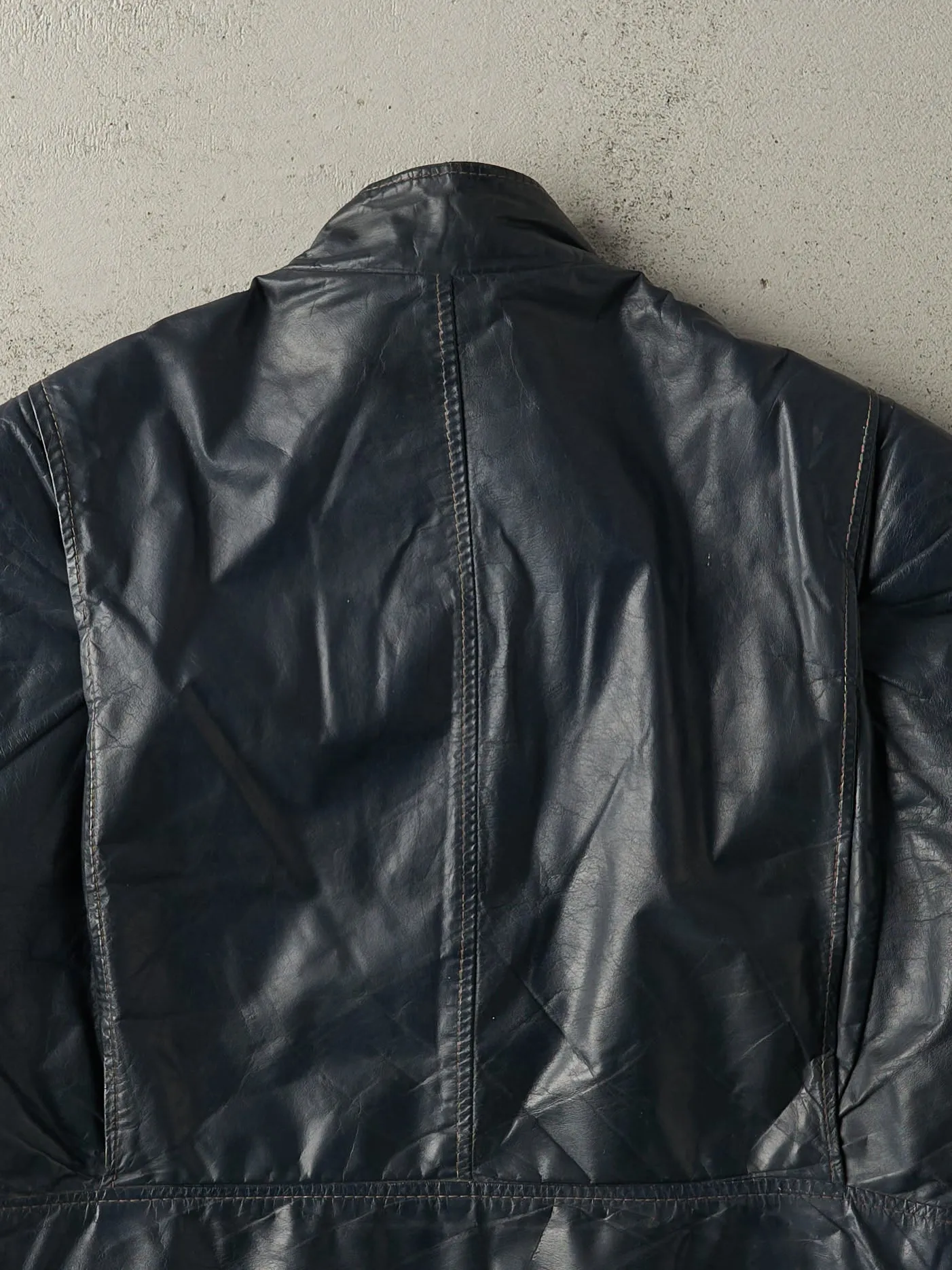Vintage 80s Navy Blue Sears Leather Jacket (M) sold by Rebalance Vintage product image thumbnail 4