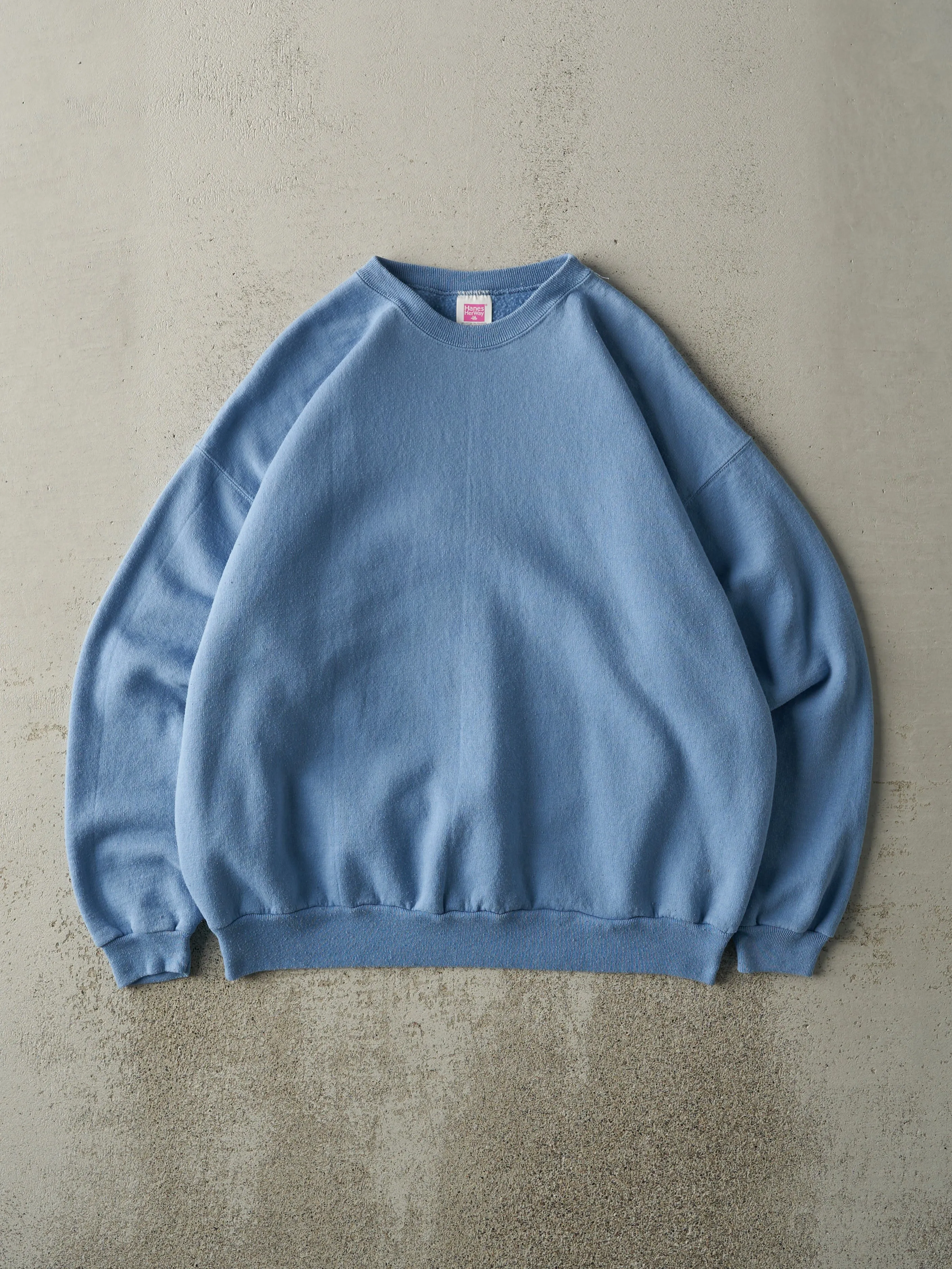 Vintage 90s Light Blue Blank Crewneck (L) sold by Rebalance Vintage