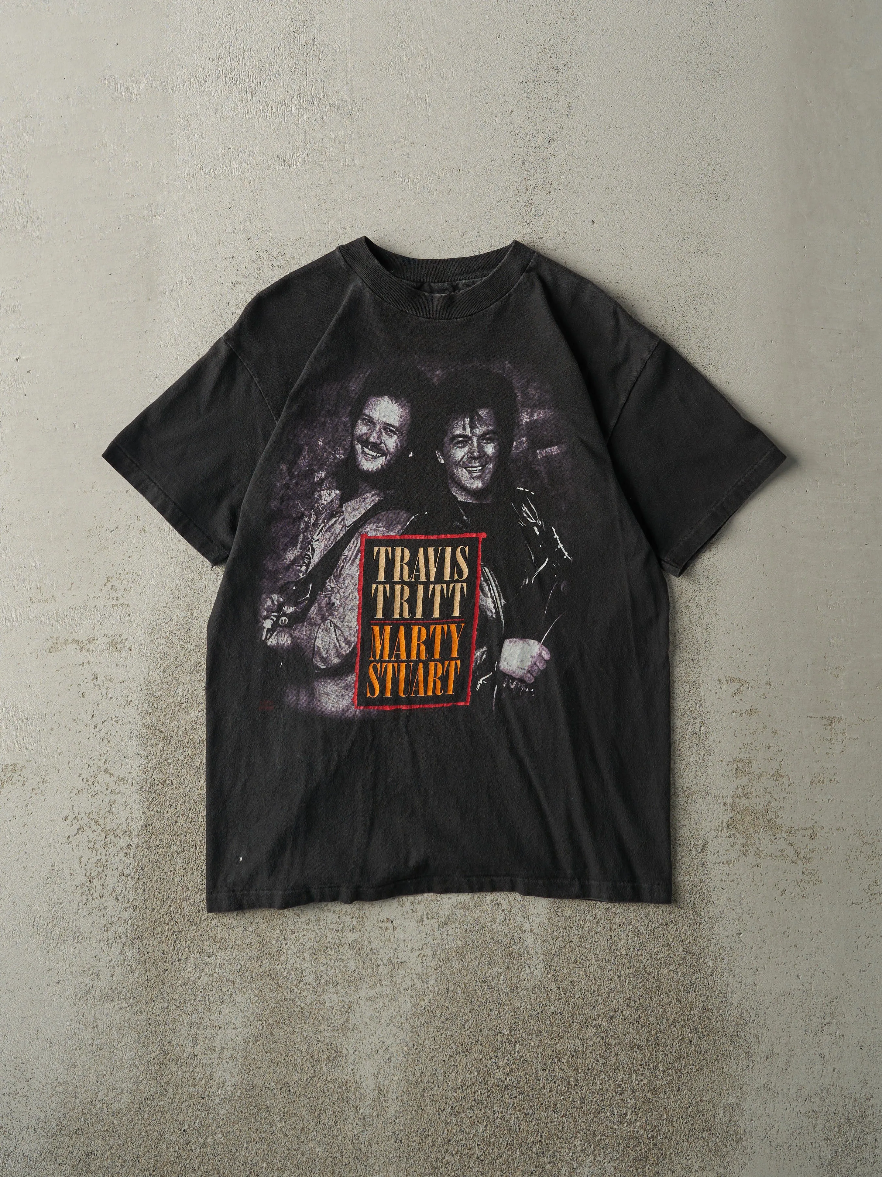Vintage 92' Black Travis Tritt x Marty Stuart No Hats Tour Single Stitch Tee (S) sold by Rebalance Vintage