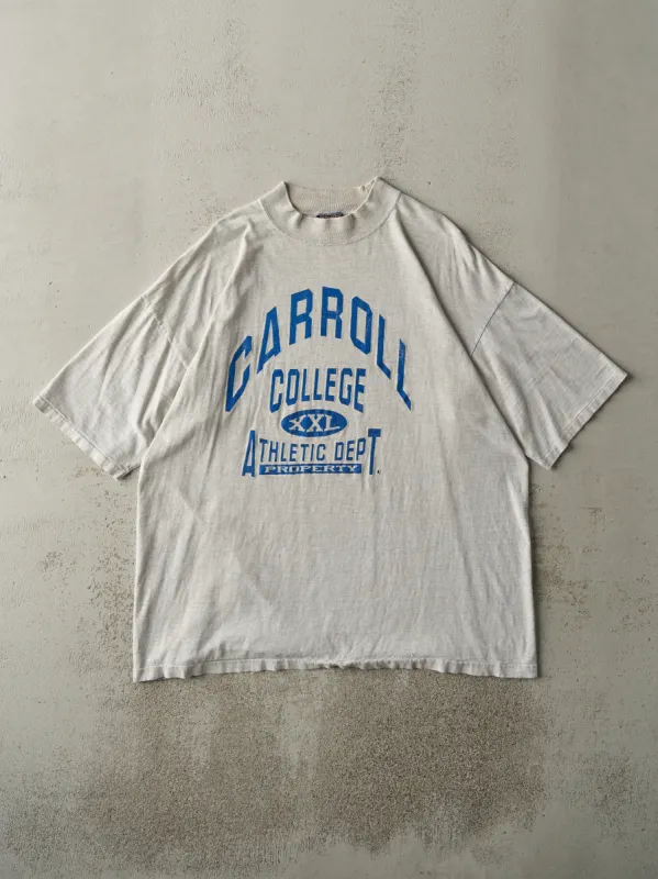 Vintage 90s Heather Grey Carroll College Tee (L) sold by Rebalance Vintage