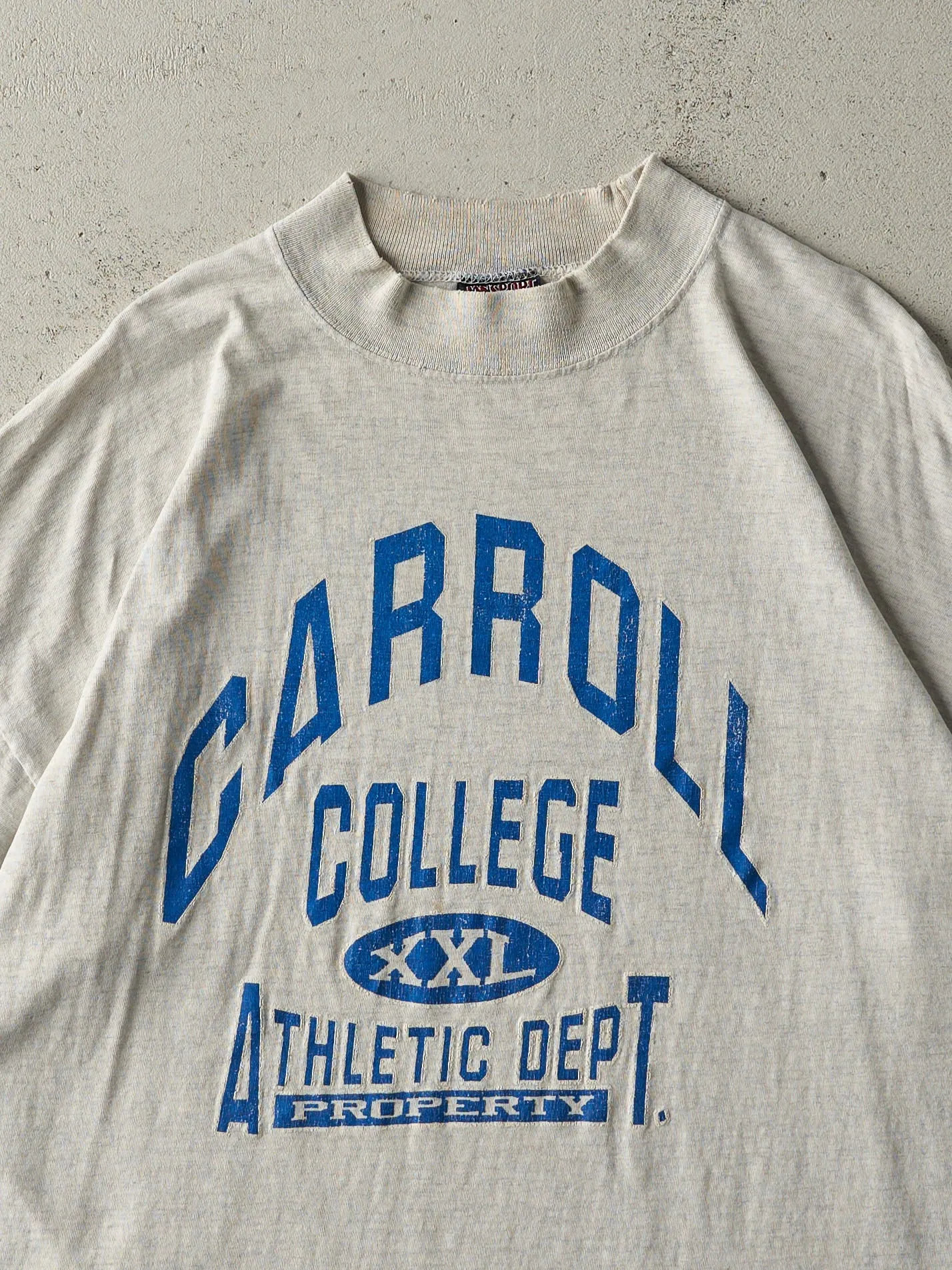 Vintage 90s Heather Grey Carroll College Tee (L) sold by Rebalance Vintage product image thumbnail 2
