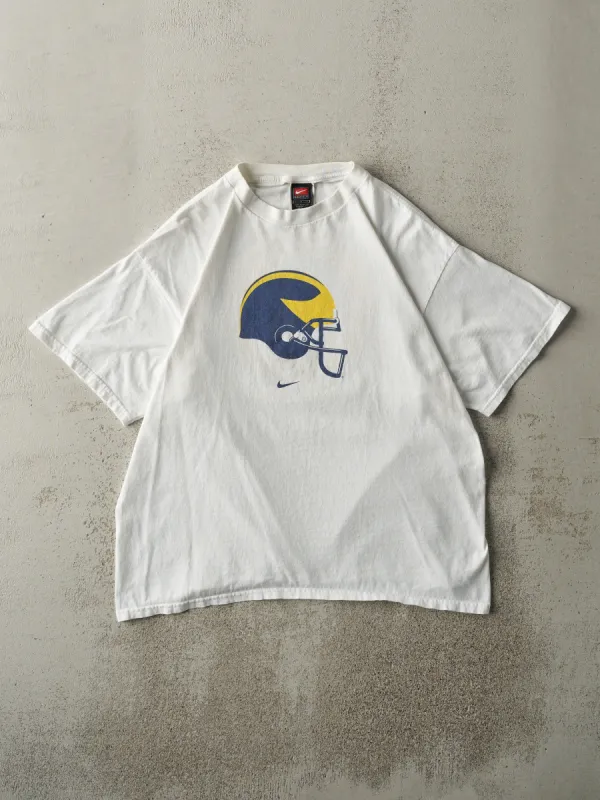 Vintage Y2K White Michigan Wolverines Nike Swoosh Tee (M) sold by Rebalance Vintage