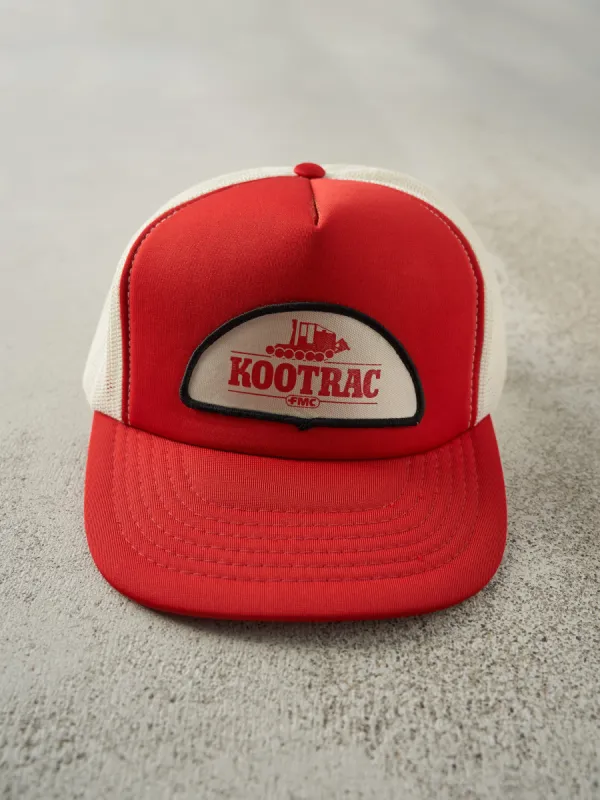 Vintage 80s Red & White Kootrac Foam Trucker Hat sold by Rebalance Vintage
