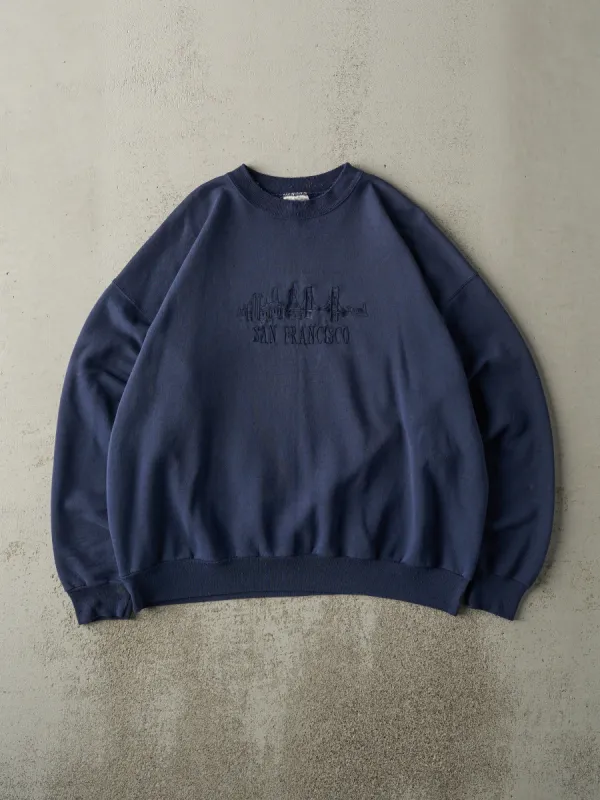 Vintage 90s Navy Blue San Francisco Embroidered Crewneck (XL) sold by Rebalance Vintage