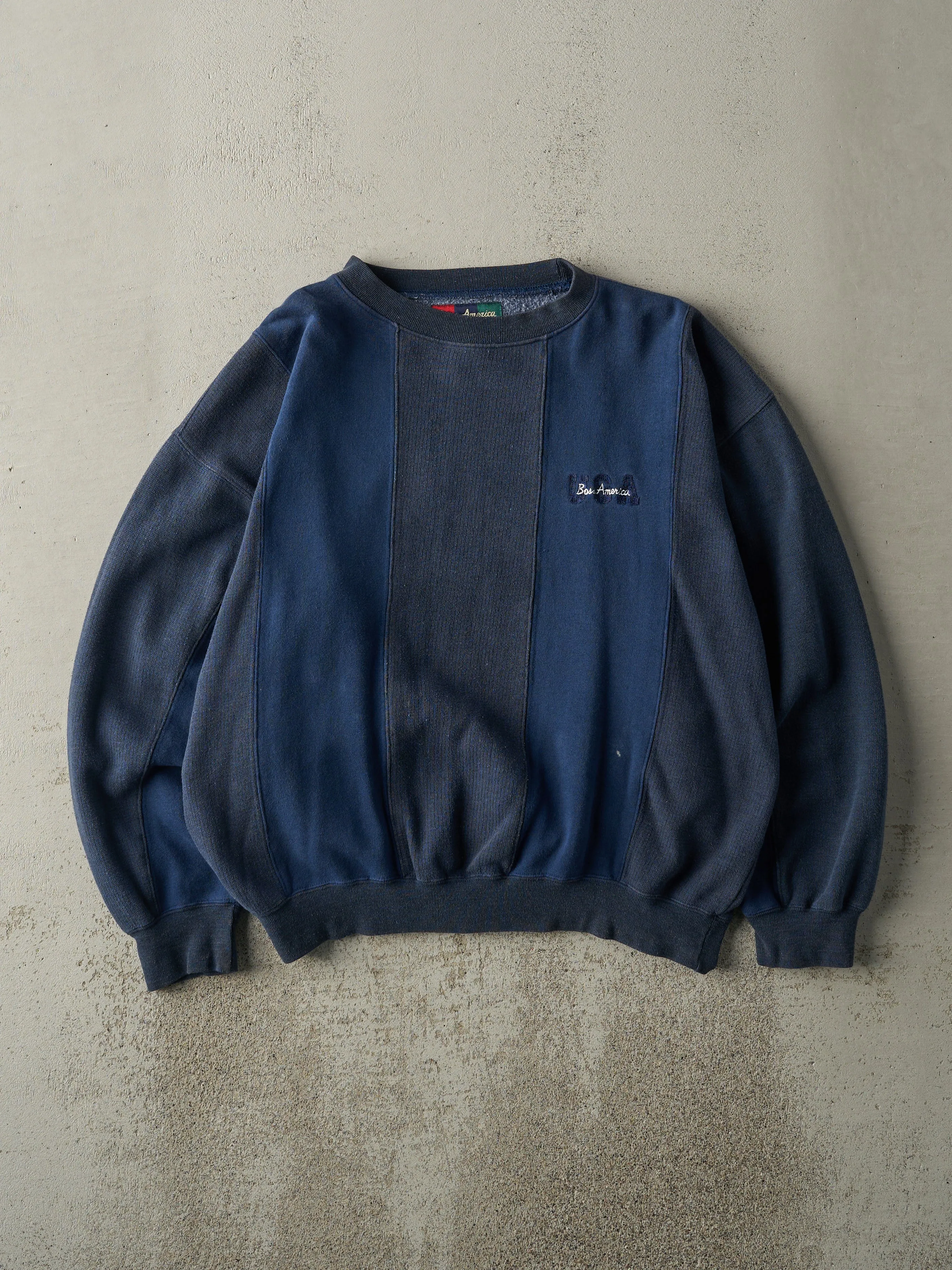 Vintage 90s Navy Blue Embroidered Boss America Crewneck (M/L) sold by Rebalance Vintage
