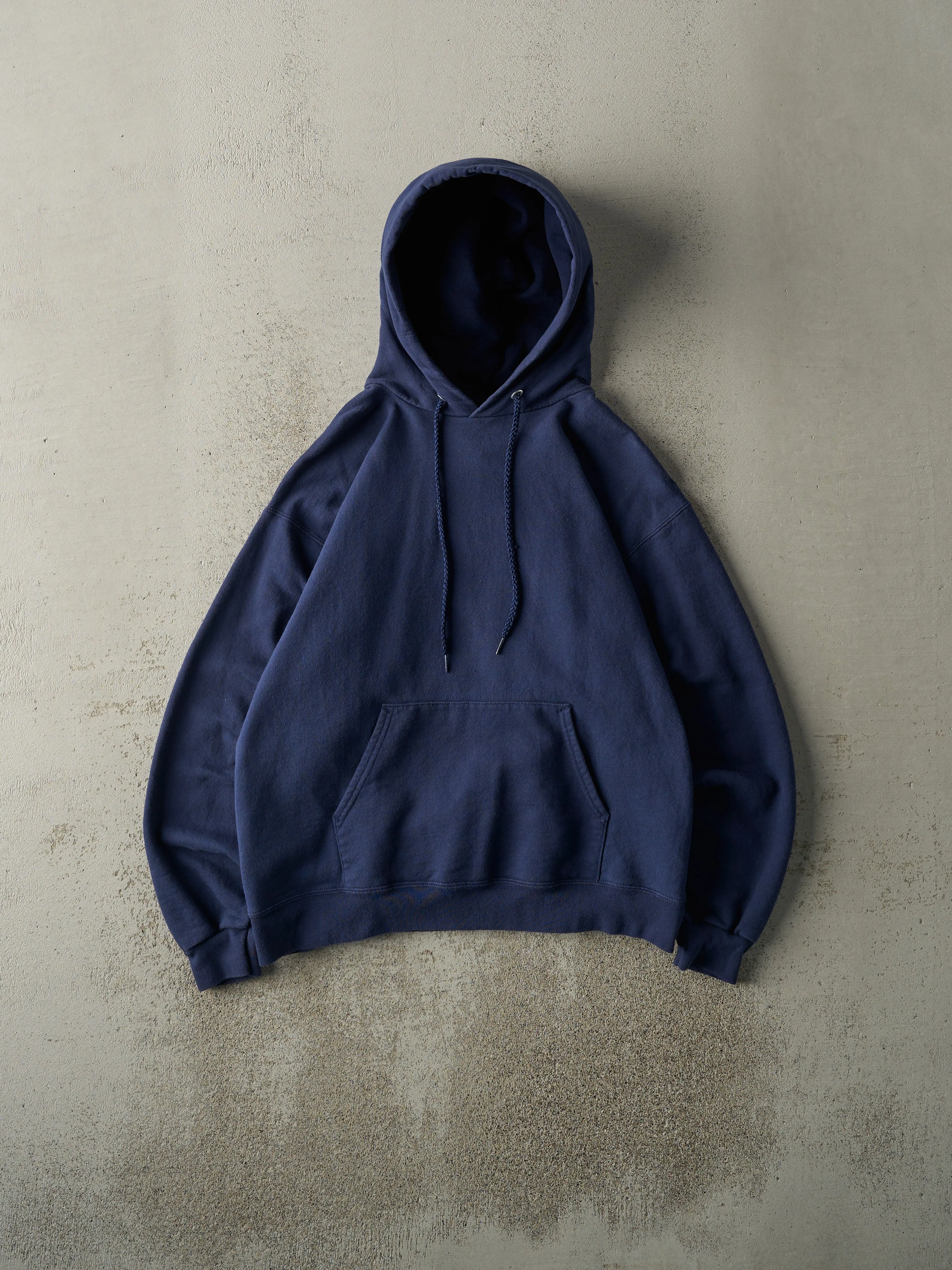 Vintage 90s Navy Blue Blank Hoodie (S/M) sold by Rebalance Vintage