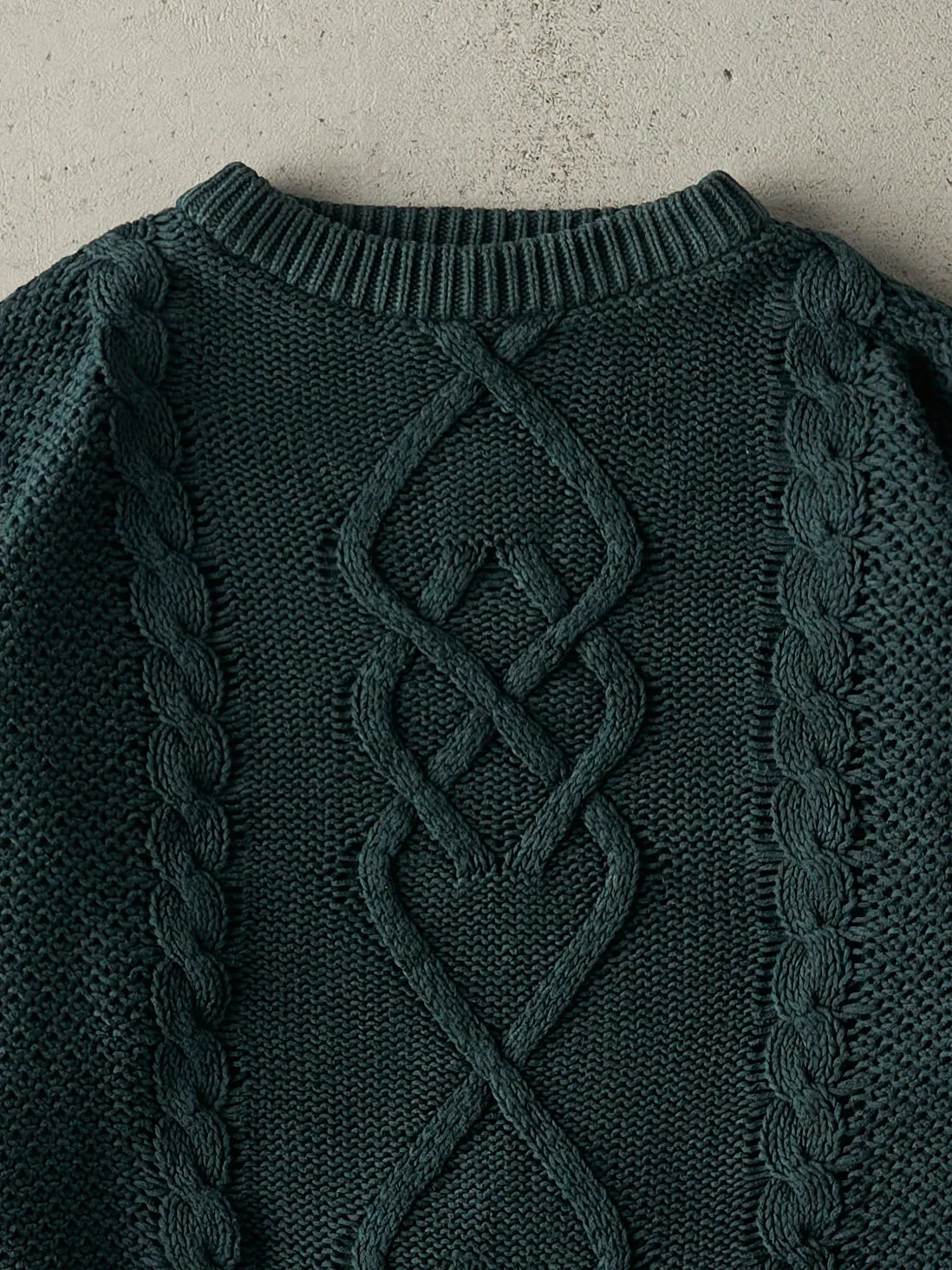 Vintage 90s Green Cable Knit Pullover Sweater (S/M) sold by Rebalance Vintage product image thumbnail 3