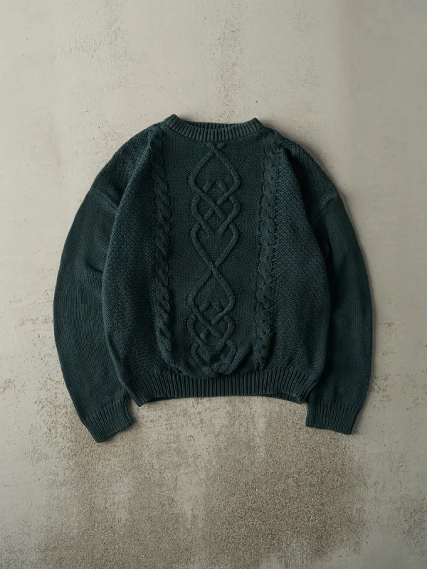Vintage 90s Green Cable Knit Pullover Sweater (S/M) sold by Rebalance Vintage