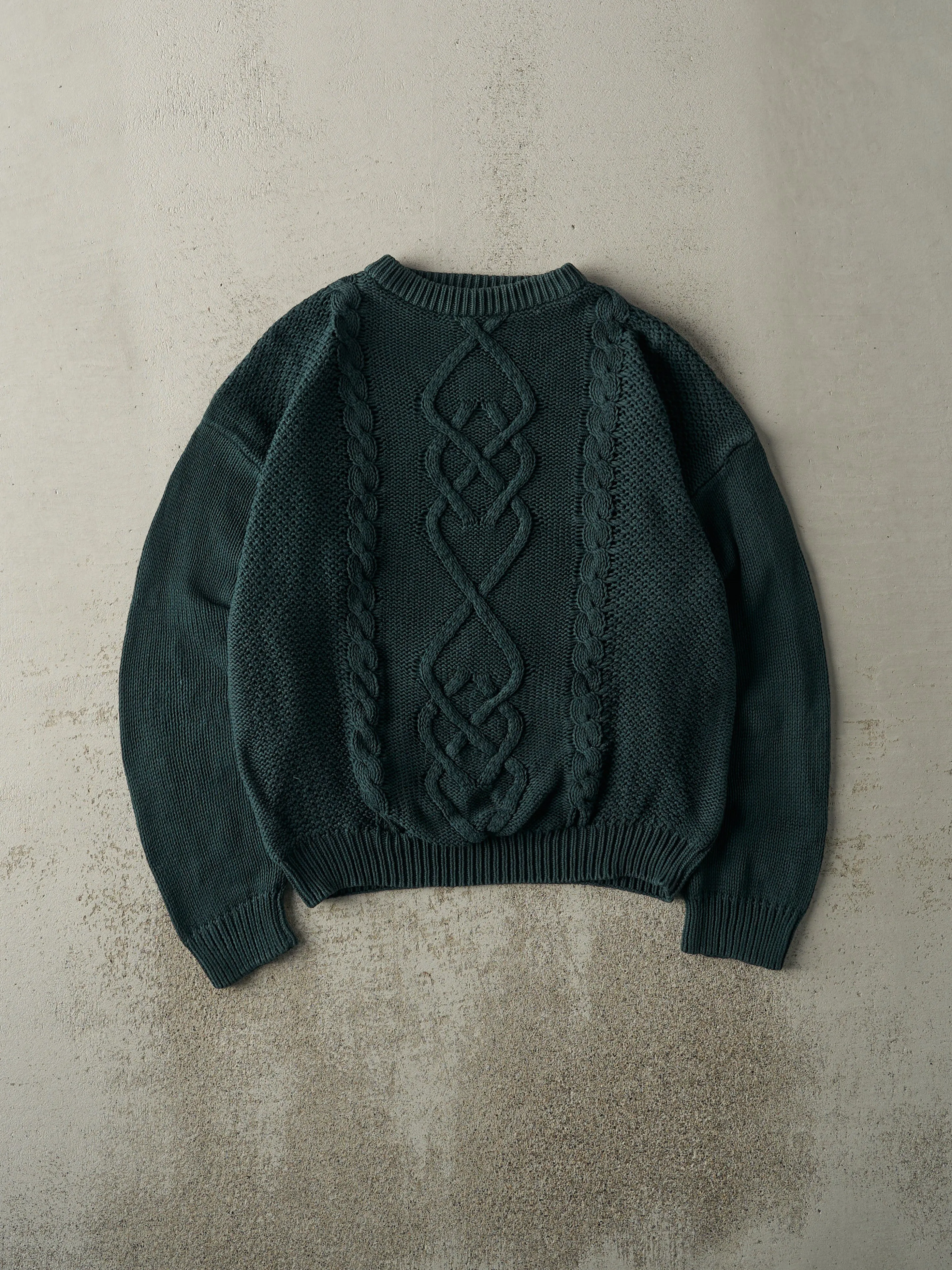 Vintage 90s Green Cable Knit Pullover Sweater (S/M) sold by Rebalance Vintage
