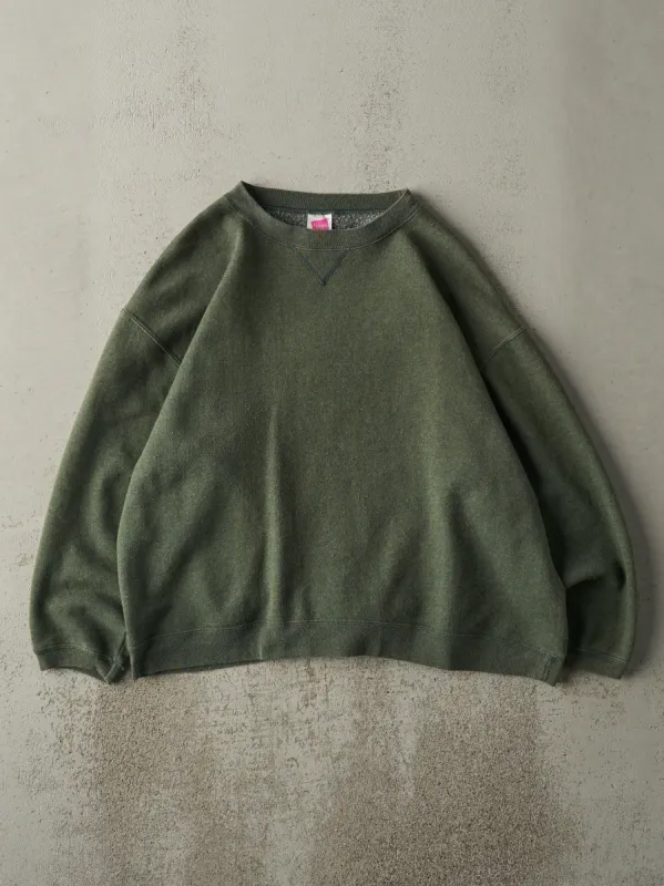 Vintage Y2K Washed Green Blank Boxy Crewneck (L) sold by Rebalance Vintage