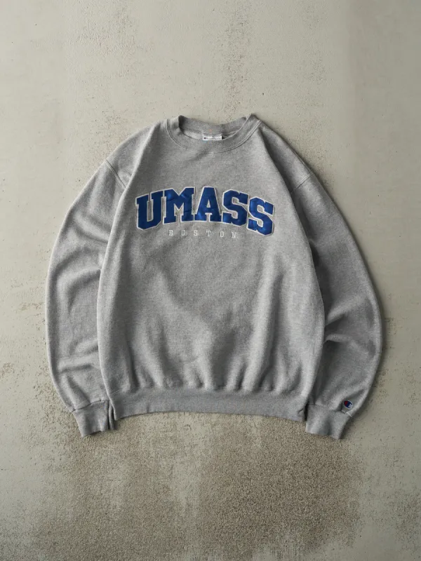 Vintage Y2K Grey UMass Embroidered Crewneck (M) sold by Rebalance Vintage