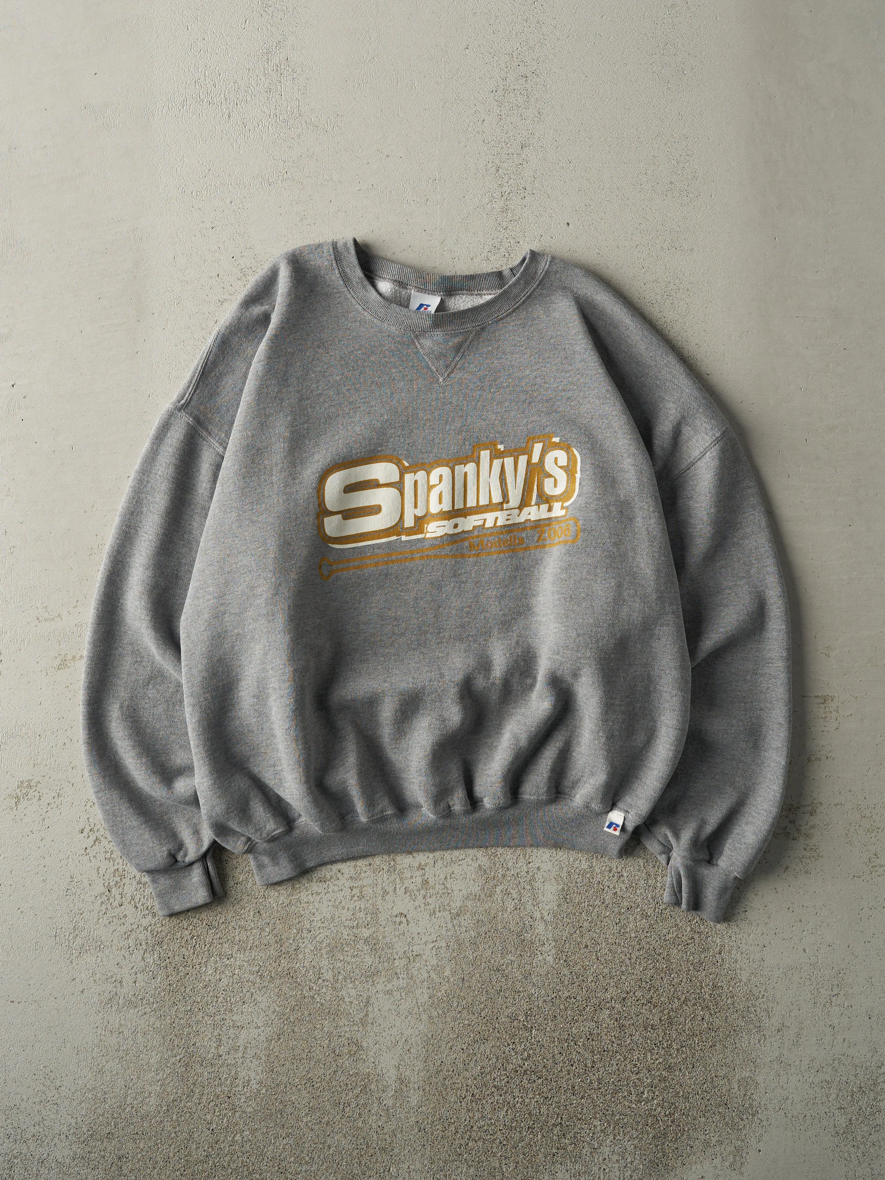 Vintage 06' Grey Spanky's Softball Russell Athletic Crewneck (L/XL) sold by Rebalance Vintage
