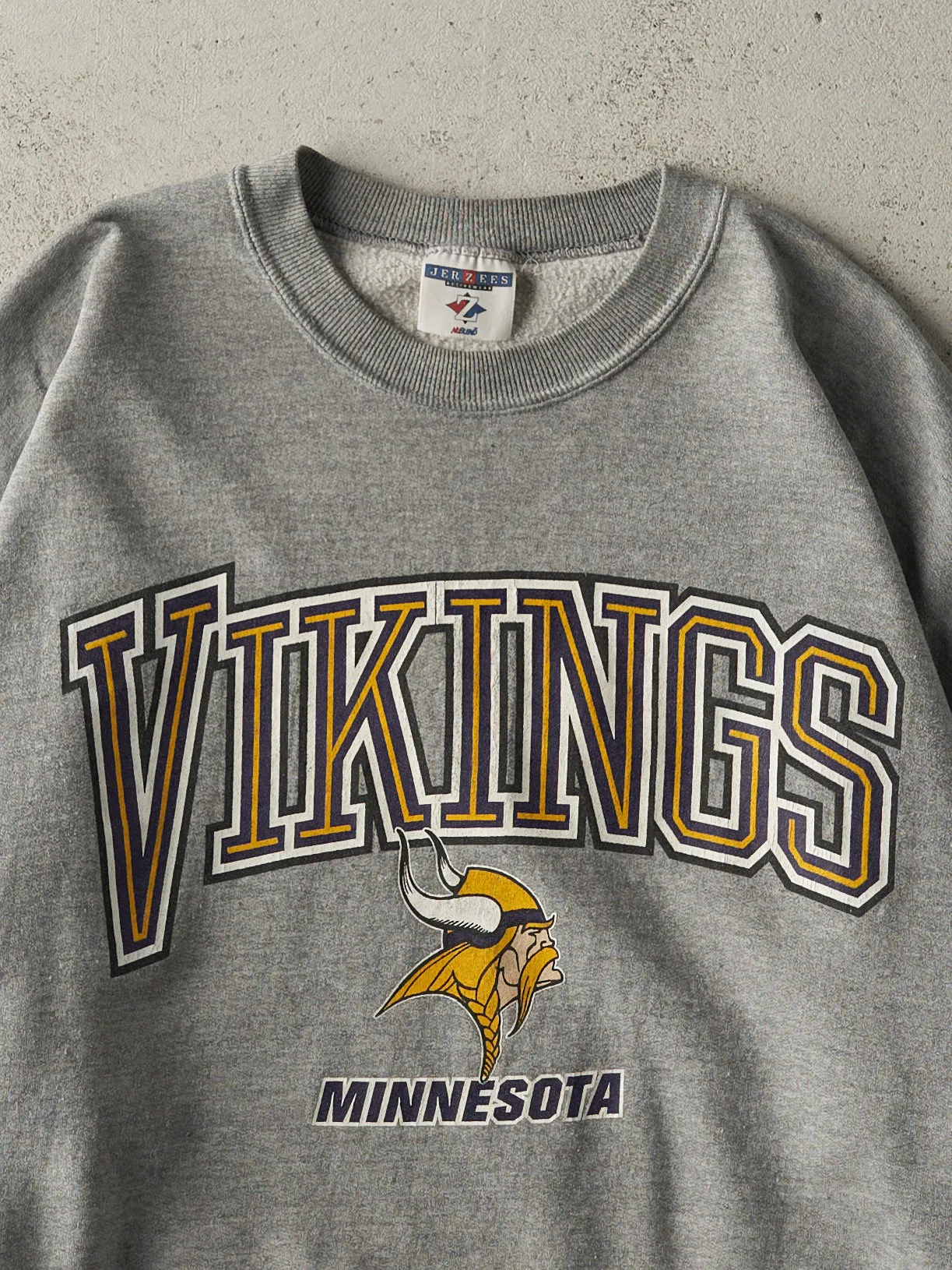 Vintage 90s Grey Minnesota Vikings Crewneck (L) sold by Rebalance Vintage product image thumbnail 2