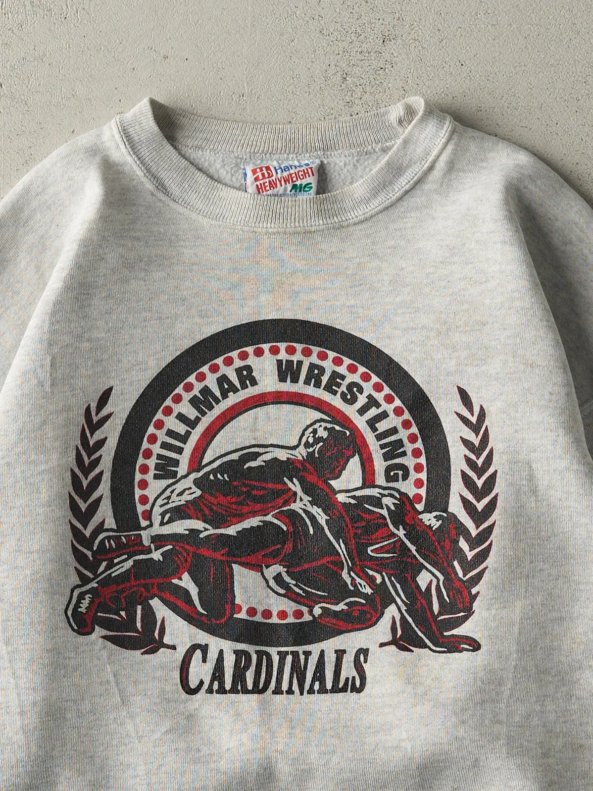 Vintage 90s Heather Grey Willmar Cardinals Wrestling Crewneck (L) sold by Rebalance Vintage product image thumbnail 3