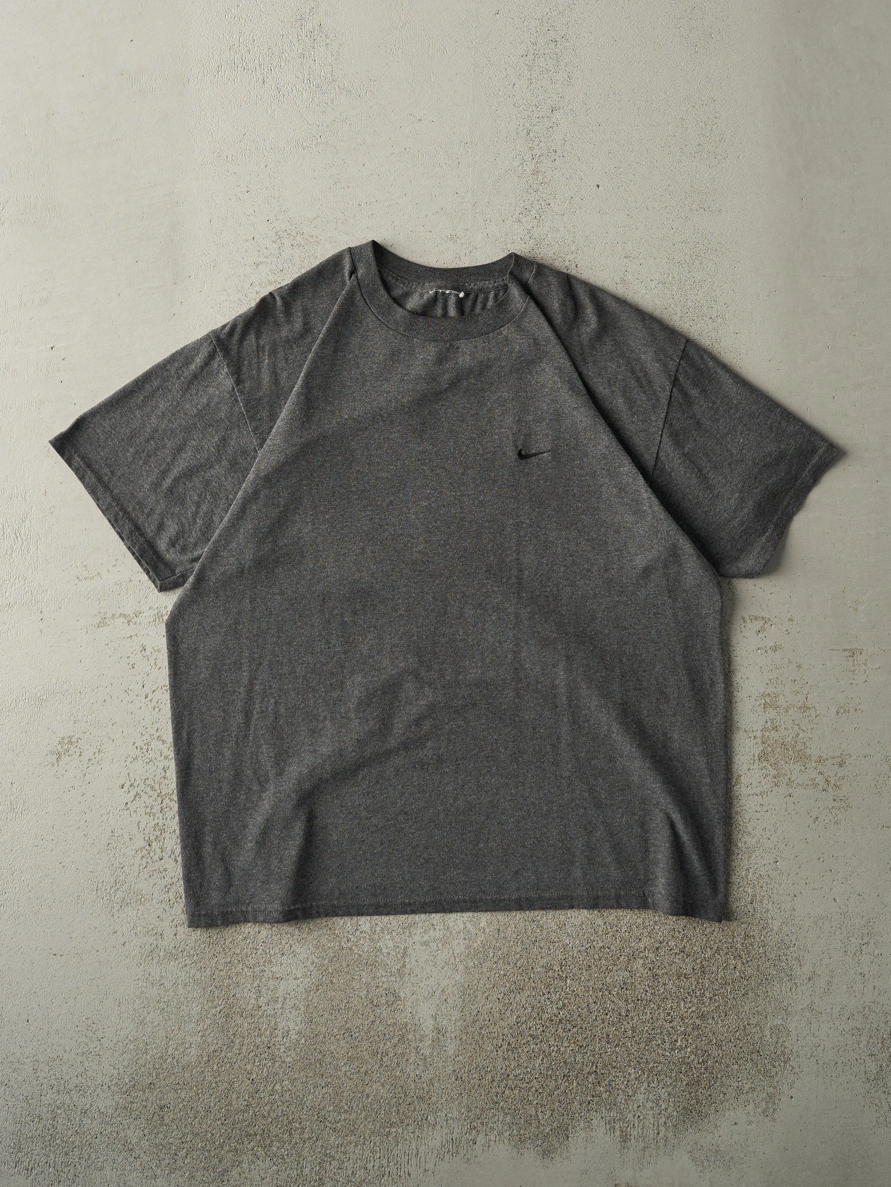 Vintage 90s Charcoal Grey Nike Embroidered Tee (L) sold by Rebalance Vintage