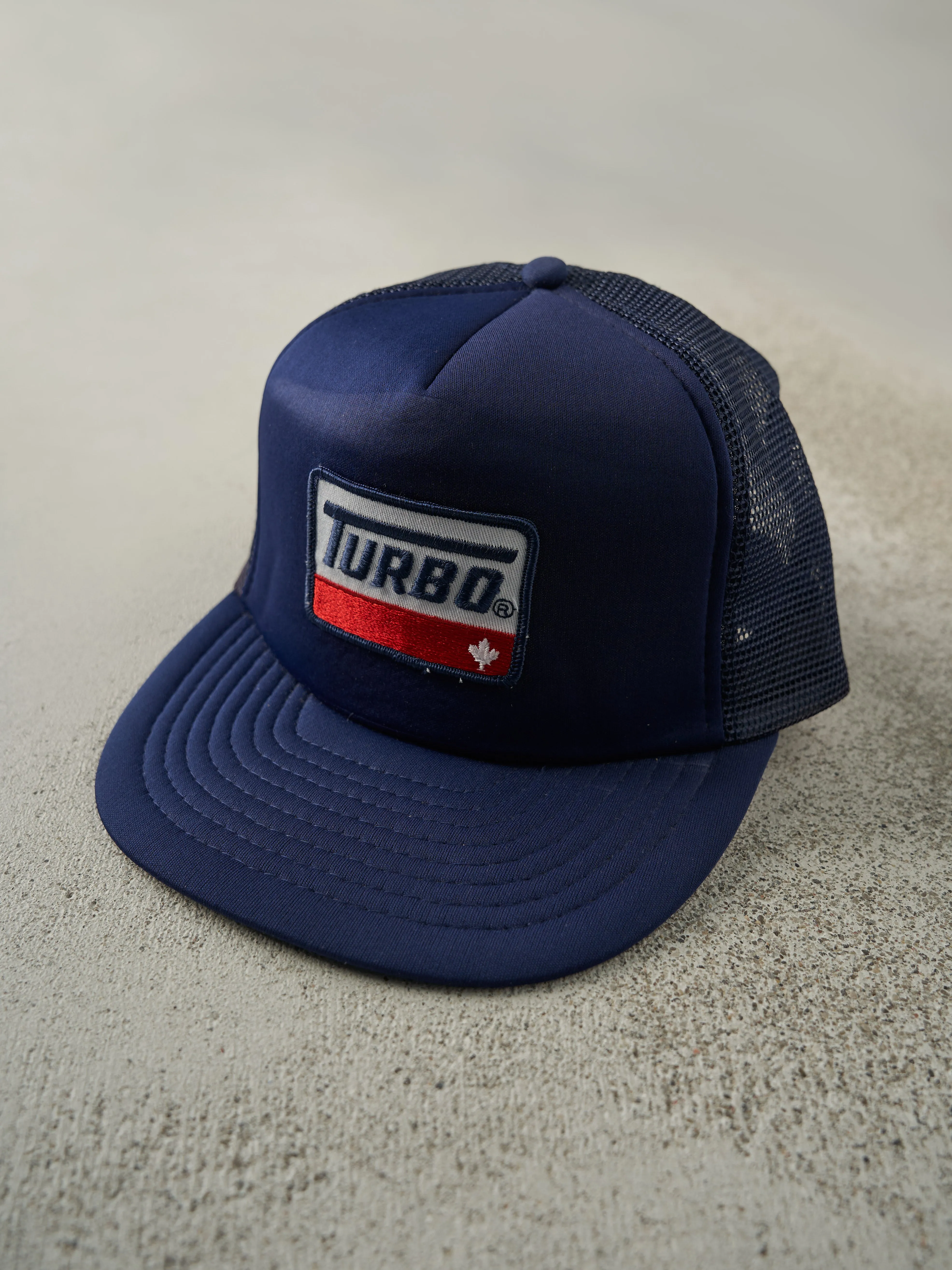 Vintage 90s Navy Blue Turbo Foam Trucker Hat sold by Rebalance Vintage product image thumbnail 2