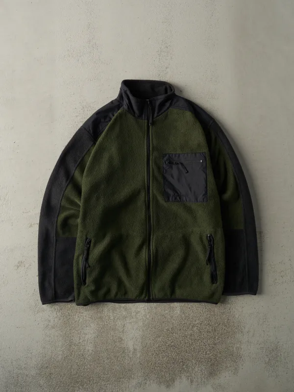Vintage 90s Green & Black Fleece Zip Up Jacket (M) sold by Rebalance Vintage