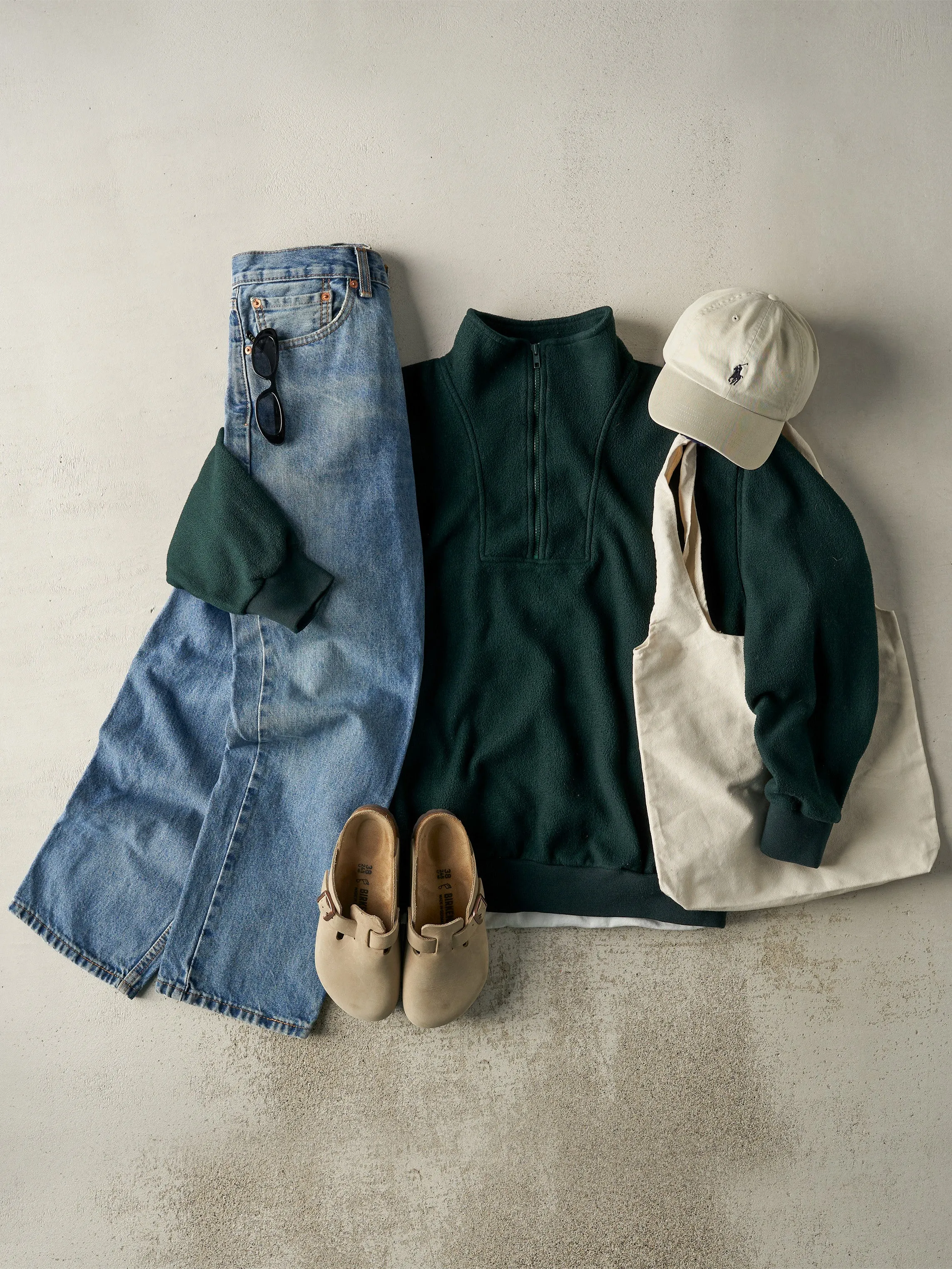 Vintage 90s Forest Green Quarter Zip Fleece (L) sold by Rebalance Vintage product image thumbnail 2