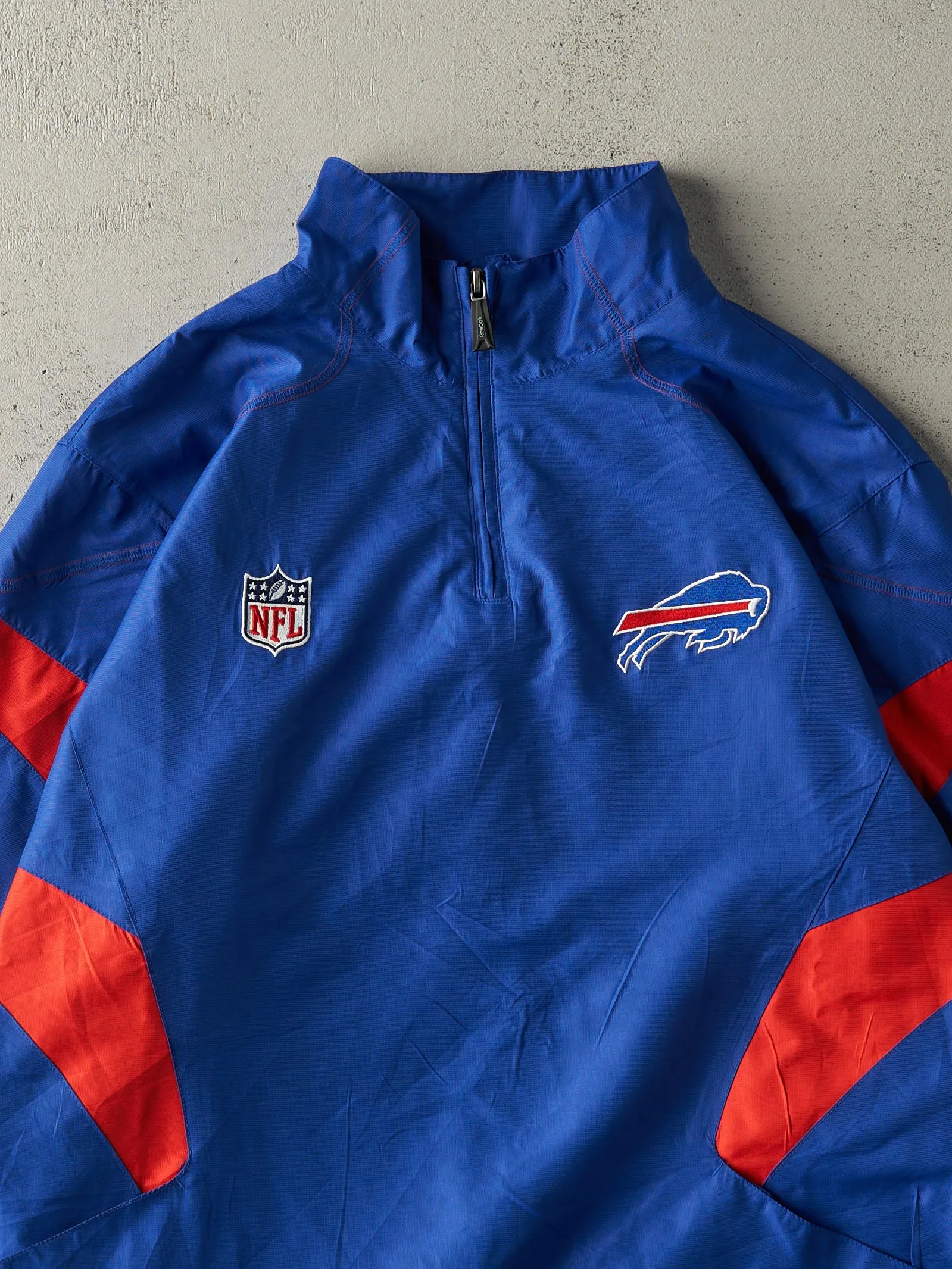 Vintage Y2K Blue Buffalo Bills Quarter Zip Wind Breaker Jacket (L) sold by Rebalance Vintage product image thumbnail 3