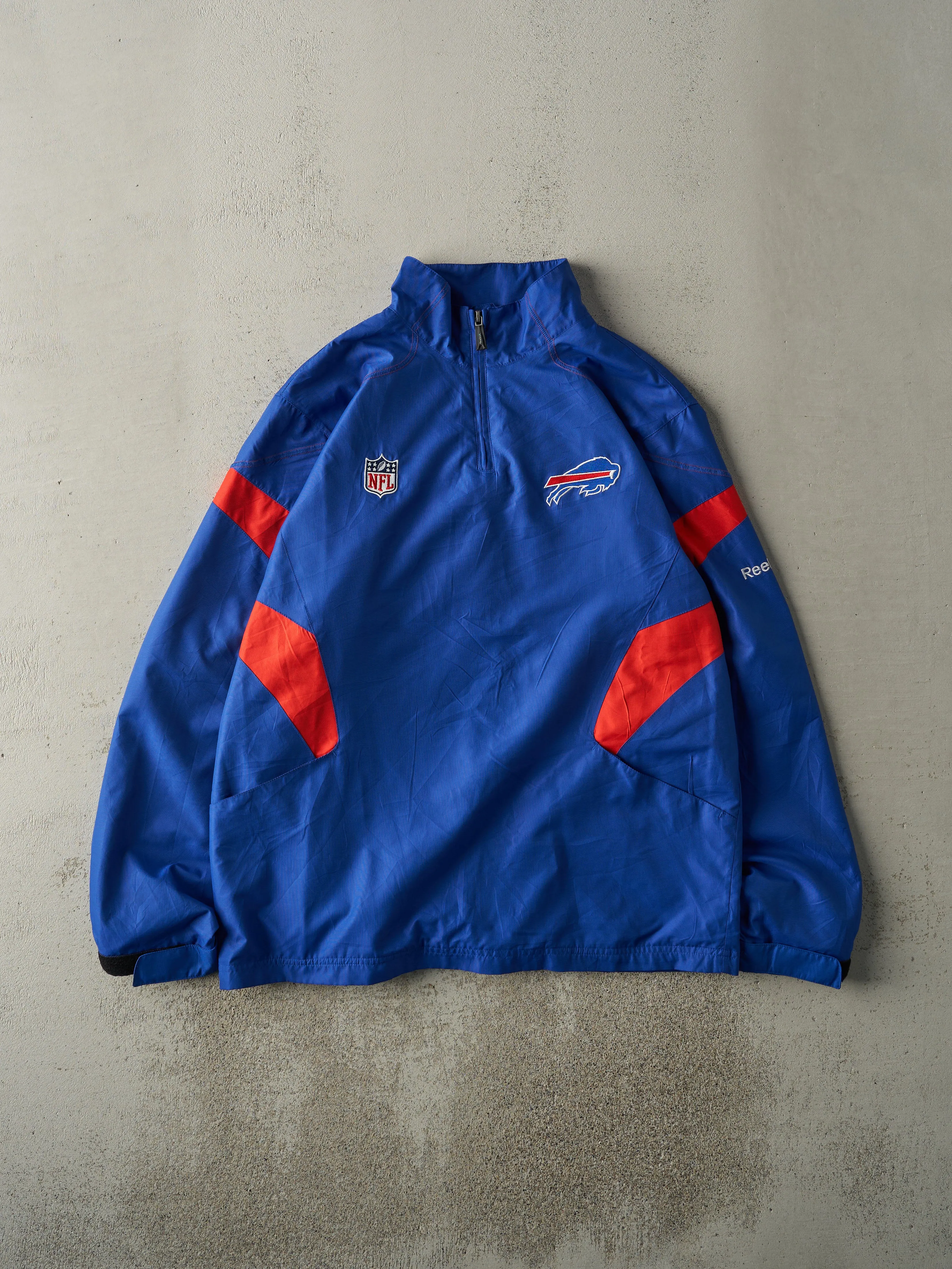 Vintage Y2K Blue Buffalo Bills Quarter Zip Wind Breaker Jacket (L) sold by Rebalance Vintage