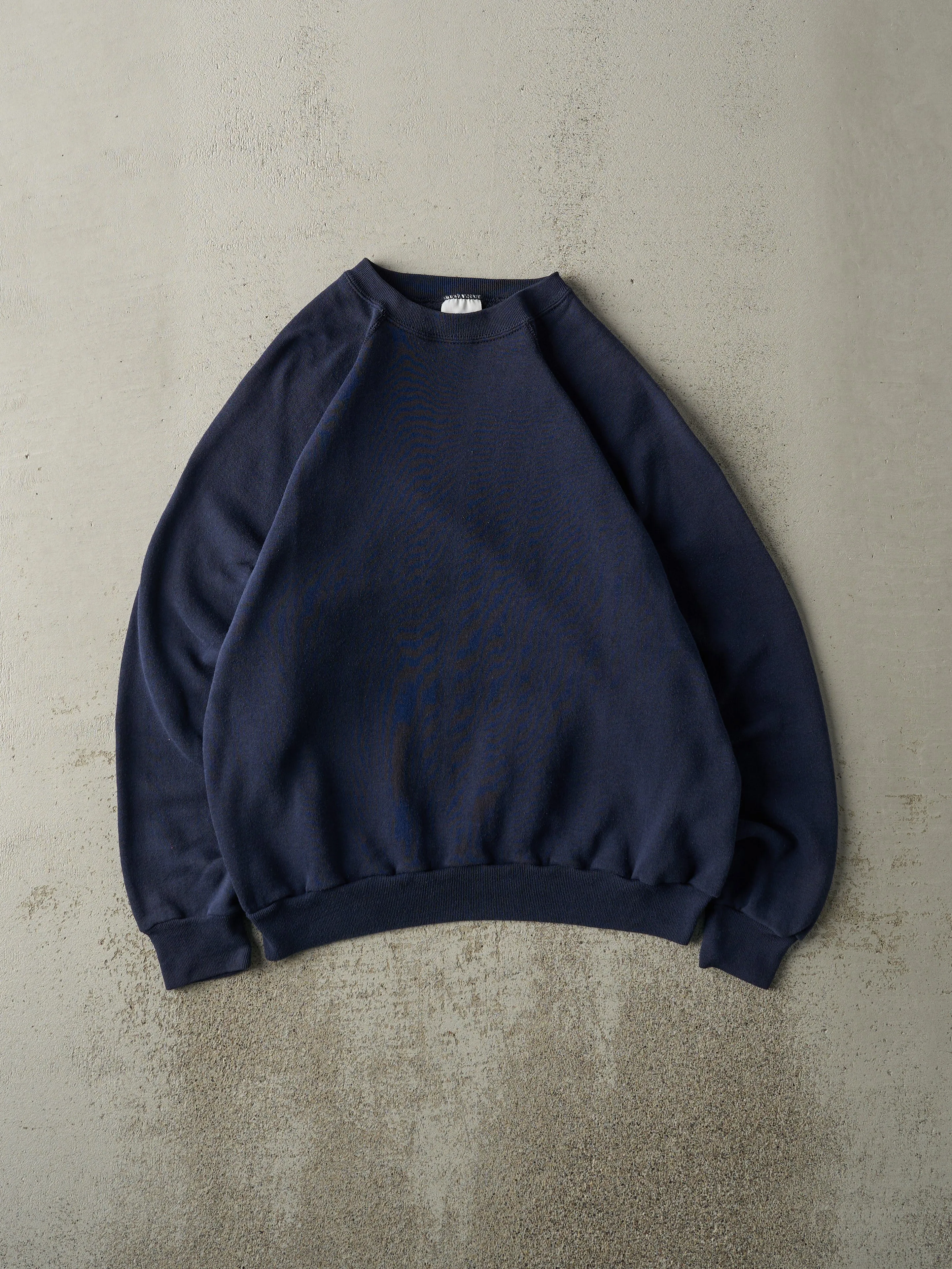 Vintage 80s Navy Blue Blank Crewneck (M) sold by Rebalance Vintage