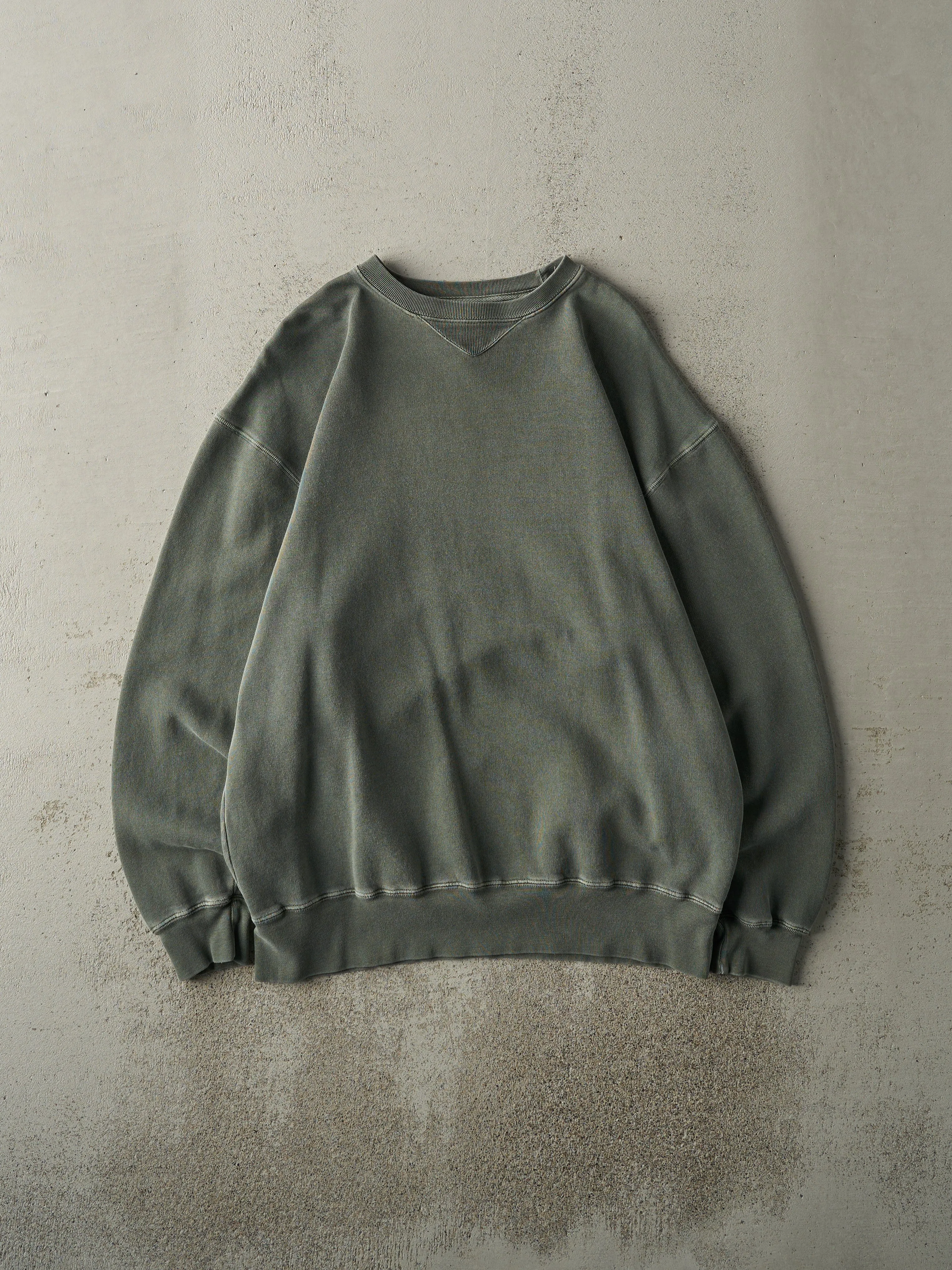 Vintage Y2K Washed Green Blank Crewneck (M/L) sold by Rebalance Vintage