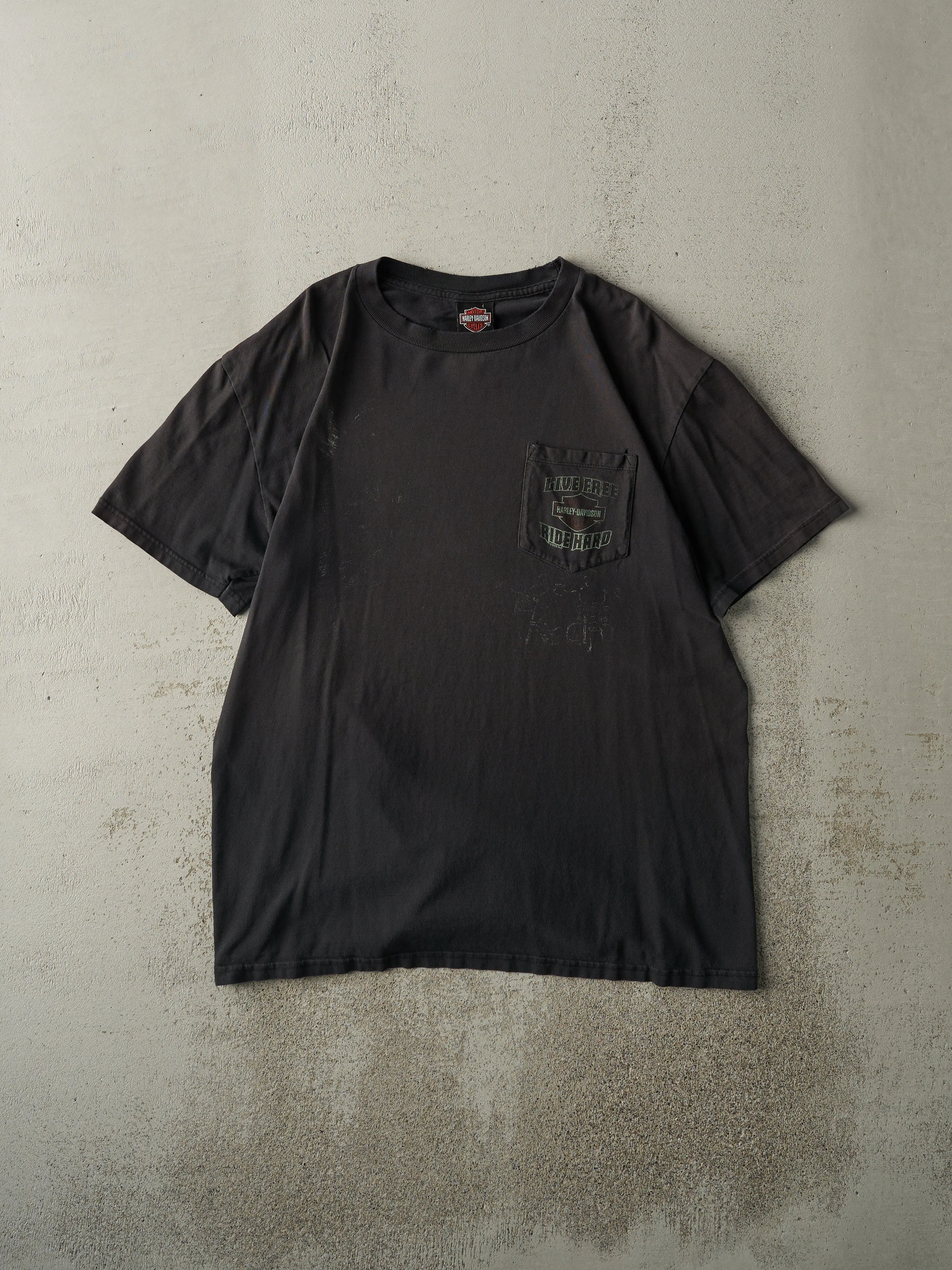 Vintage 09' Faded Black St. Cloud MN Harley Davidson Pocket Tee (L) sold by Rebalance Vintage product image thumbnail 2