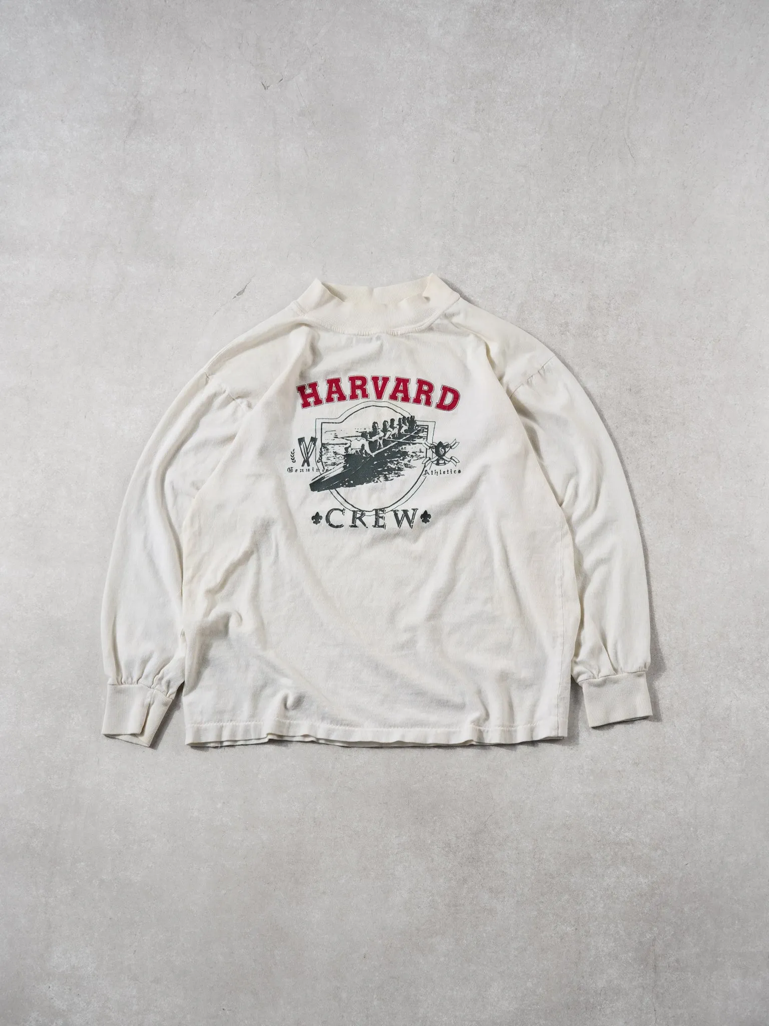 Vintage 70s White Harvard Rowing Crew Mock Longsleeve (S) sold by Rebalance Vintage