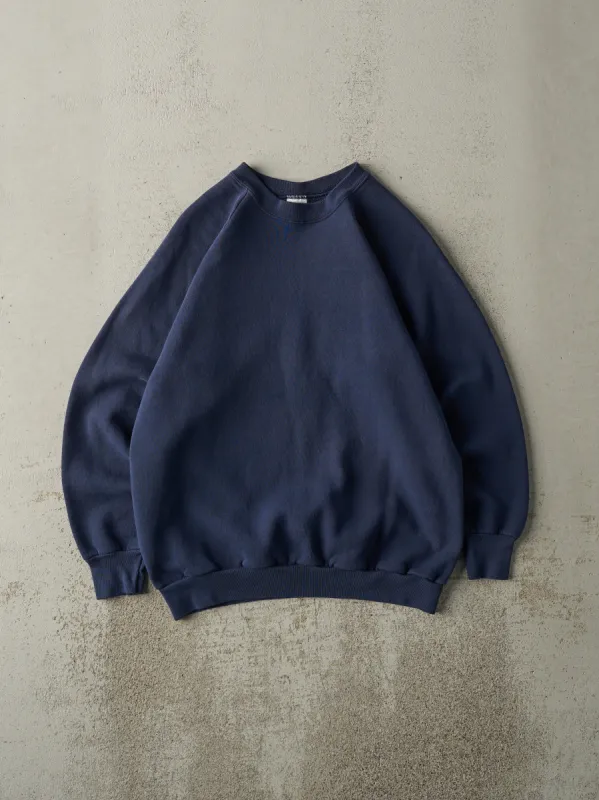 Vintage 80s Navy Blue Blank Crewneck (M) sold by Rebalance Vintage