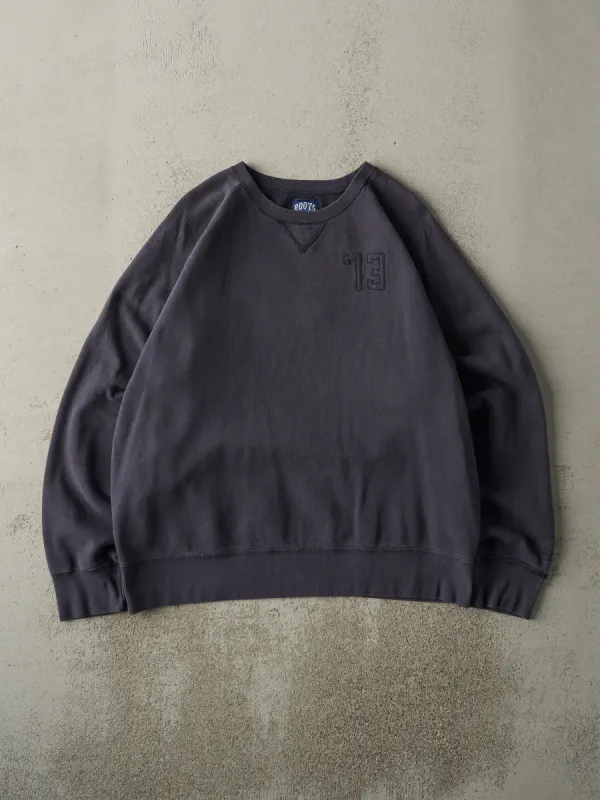 Vintage Y2K Navy Blue Roots Embroidered Boxy Crewneck (L) sold by Rebalance Vintage