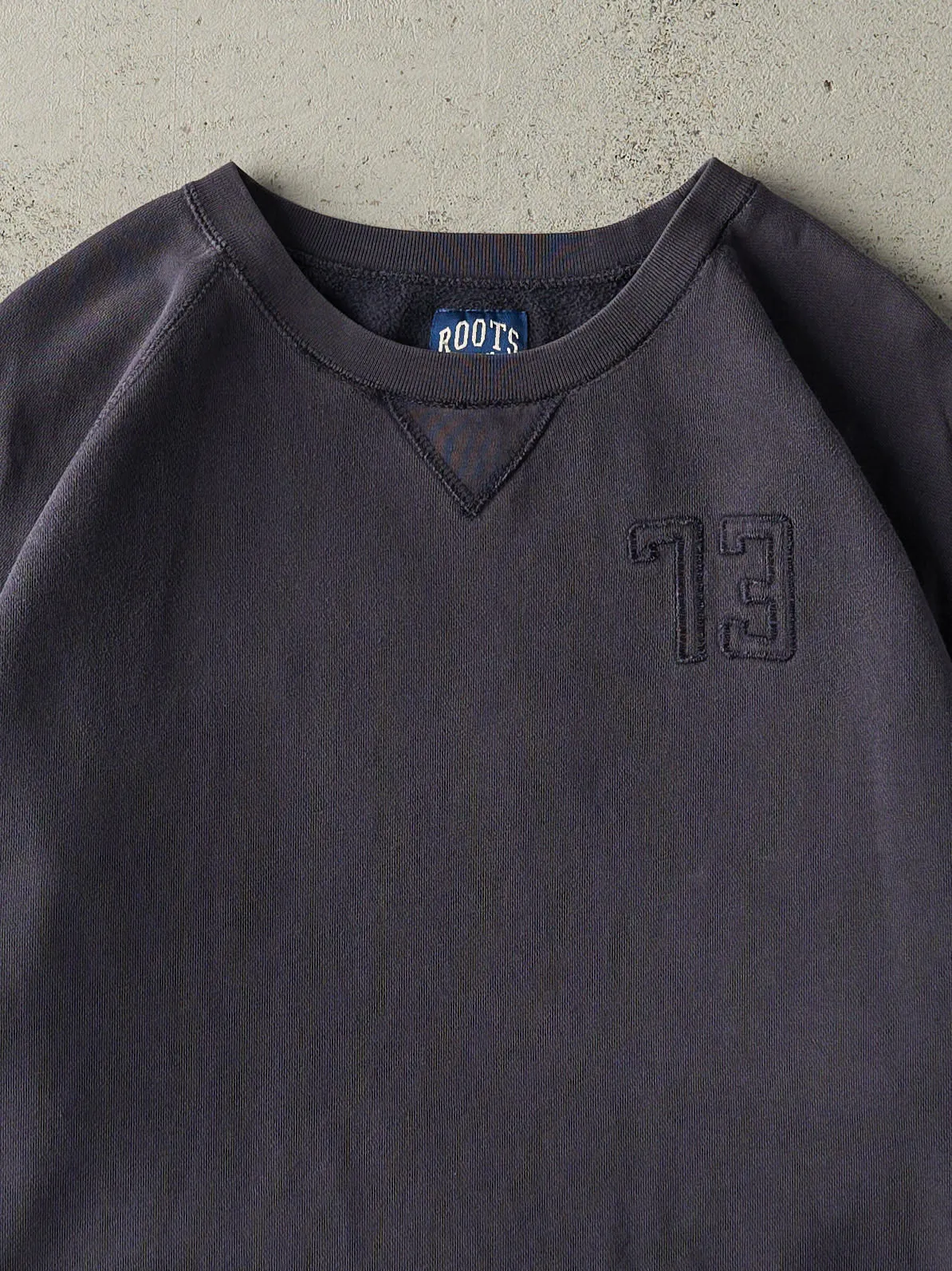Vintage Y2K Navy Blue Roots Embroidered Boxy Crewneck (L) sold by Rebalance Vintage product image thumbnail 3