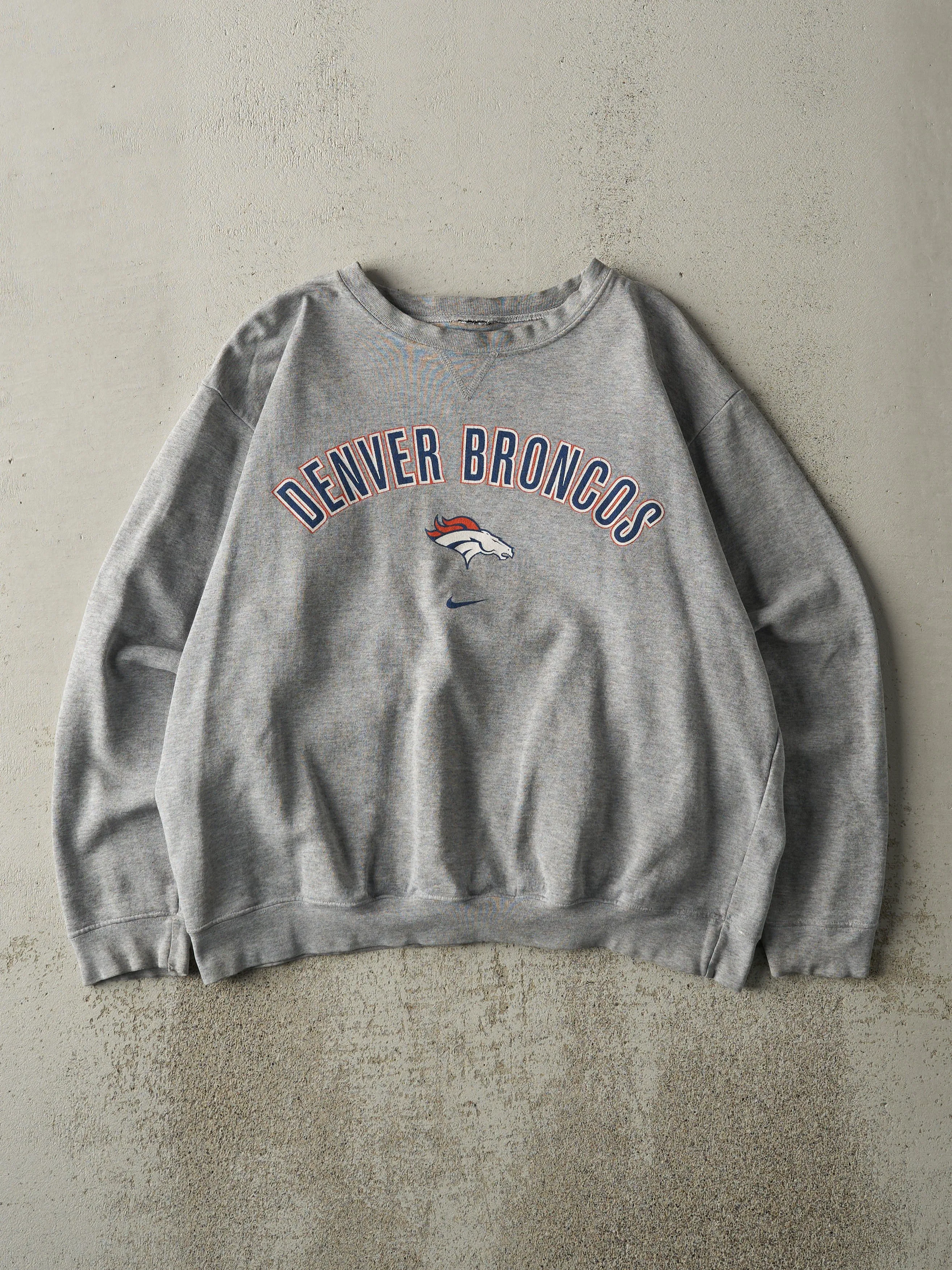 Vintage Y2K Grey Denver Broncos Nike Boxy Crewneck (M) sold by Rebalance Vintage