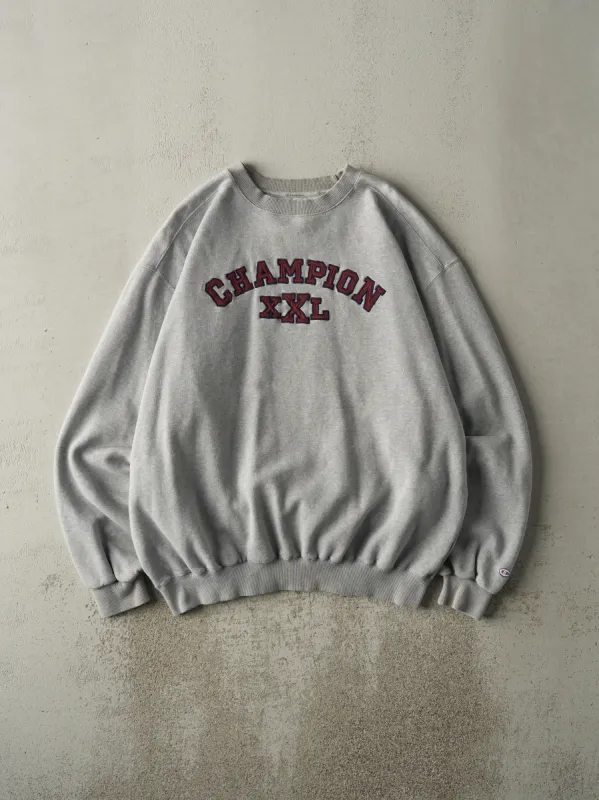 Vintage Y2K Grey Embroidered Champion Crewneck (XL/XXL) sold by Rebalance Vintage