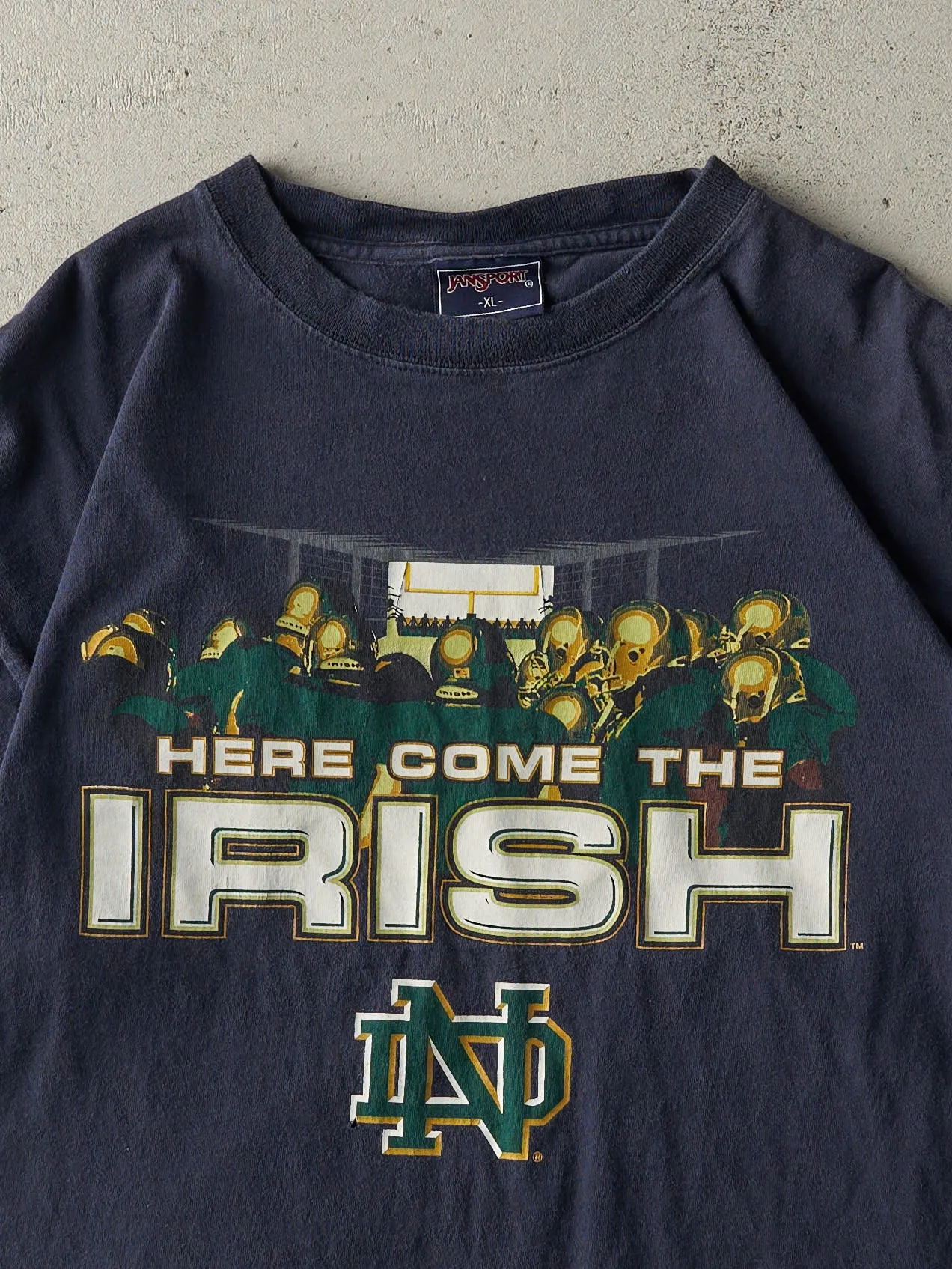 Vintage 90s Navy Blue Notre Dame Fighting Irish Tee (L) sold by Rebalance Vintage product image thumbnail 2