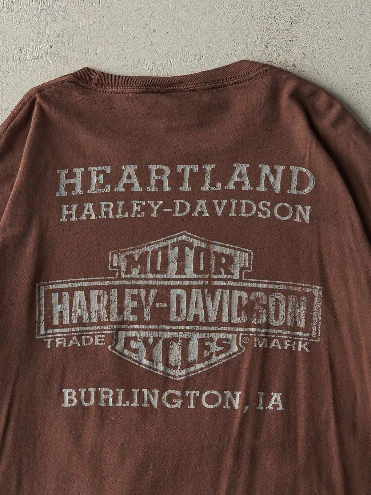 14' Brown Burlington IA Harley Davidson Tee (L) sold by Rebalance Vintage product image thumbnail 4