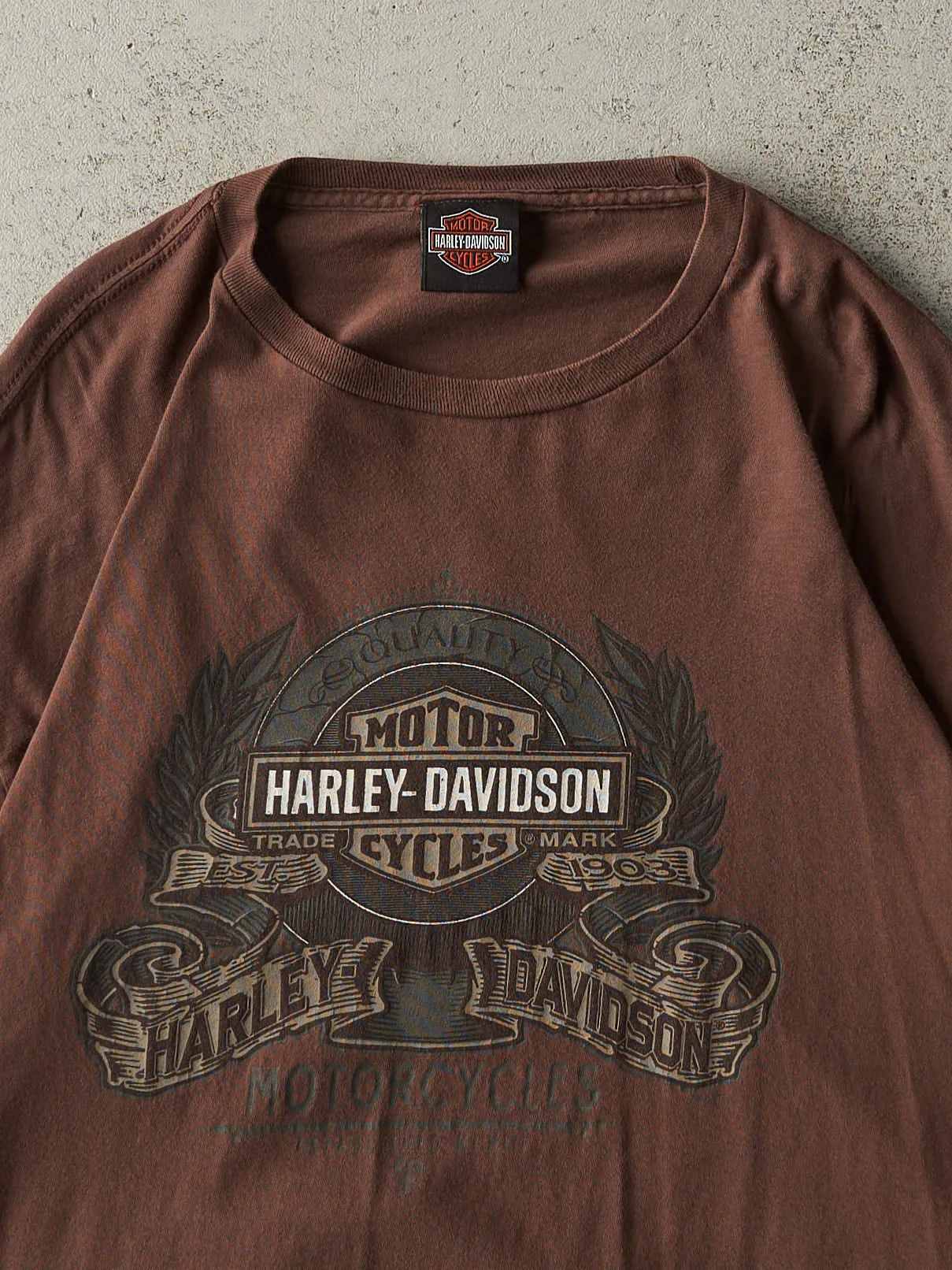 14' Brown Burlington IA Harley Davidson Tee (L) sold by Rebalance Vintage product image thumbnail 3